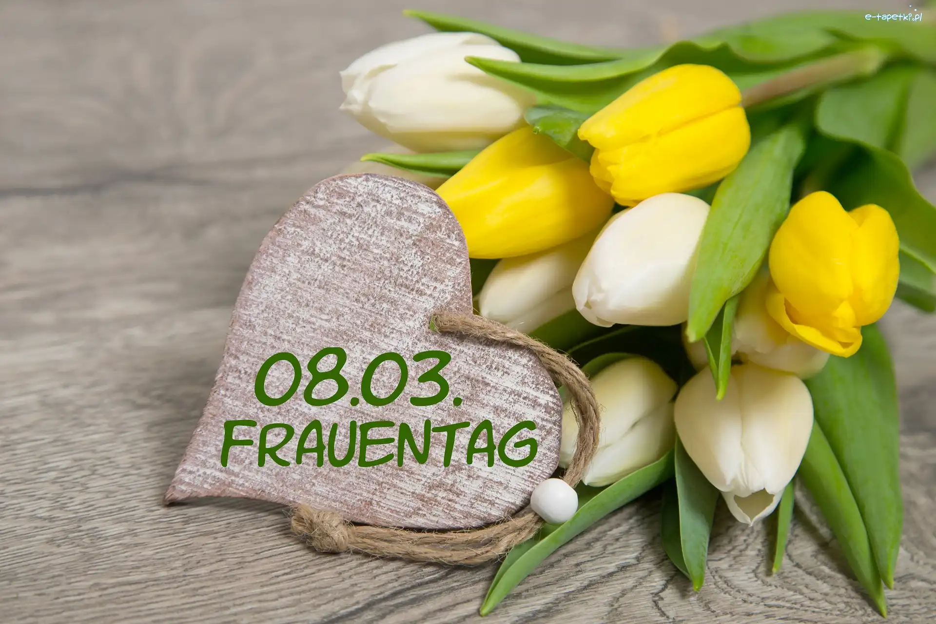 Data, Tulipany, Serce, Napis, Bukiet, Dzień Kobiet