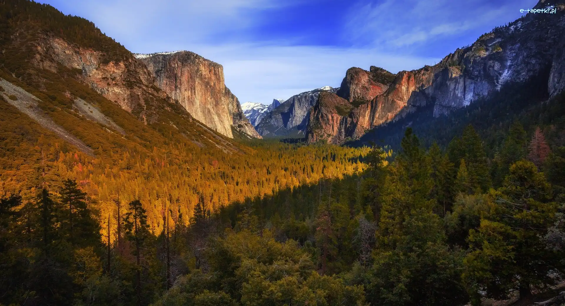 Stany Zjednoczone, Szczyt El Capitan, Dolina Yosemite Valley, Góry, Park Narodowy Yosemite, Stan Kalifornia, Lasy