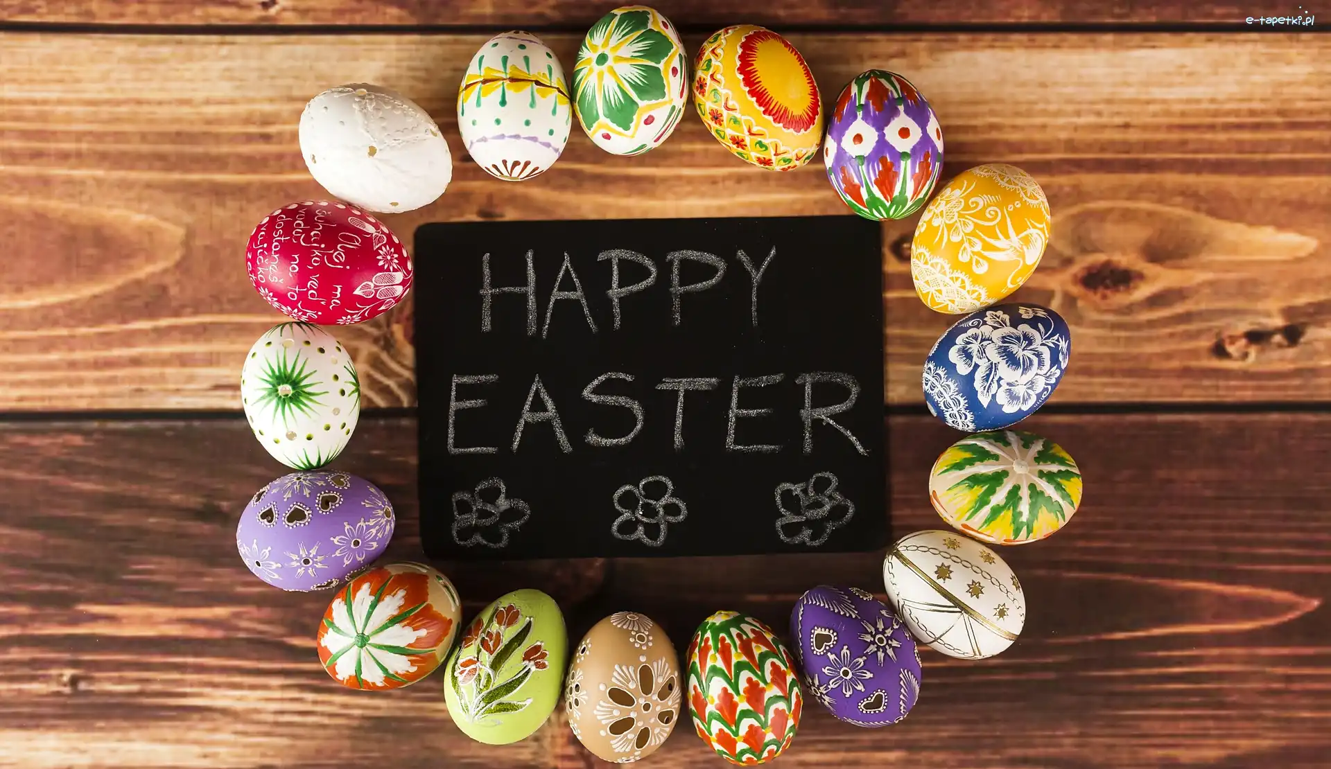 Deski, Kolorowe, Tabliczka, Pisanki, Wielkanoc, Happy Easter, Napis