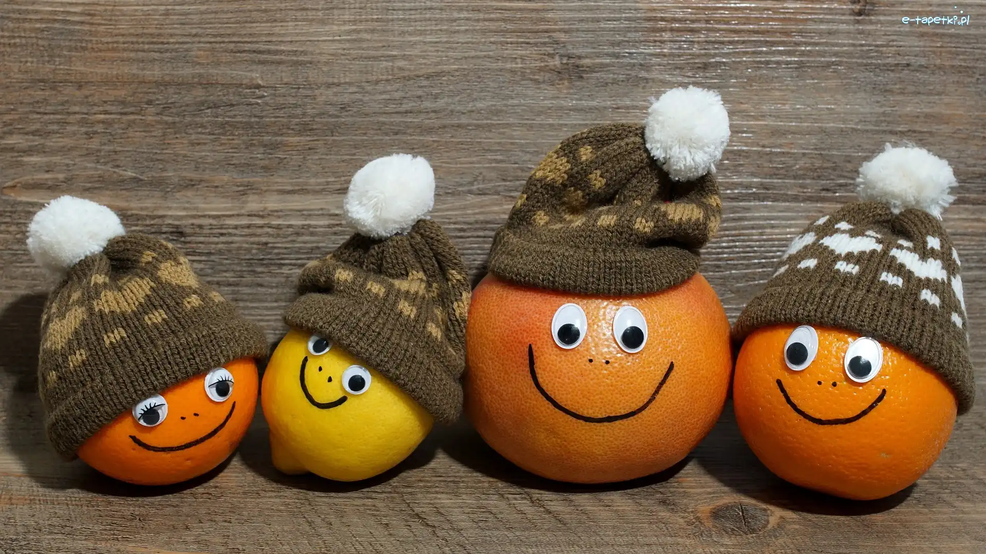 Mandarynka, Grejpfrut, Cytryna, Czapeczki, Pomarańcza, Cytrusy