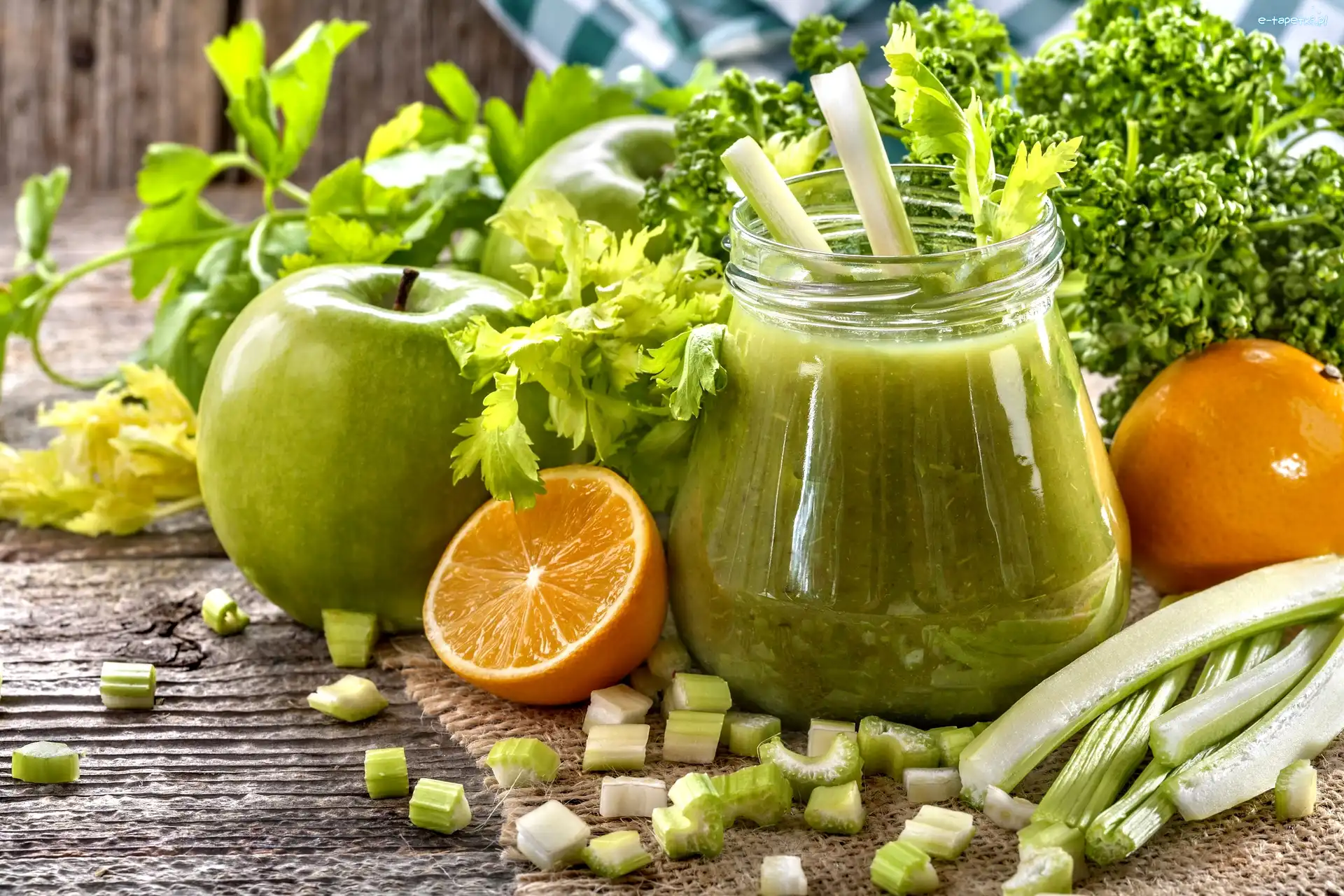 Słoik, Owoce, Jabłko, Warzywa, Zielone, Smoothie, Napój