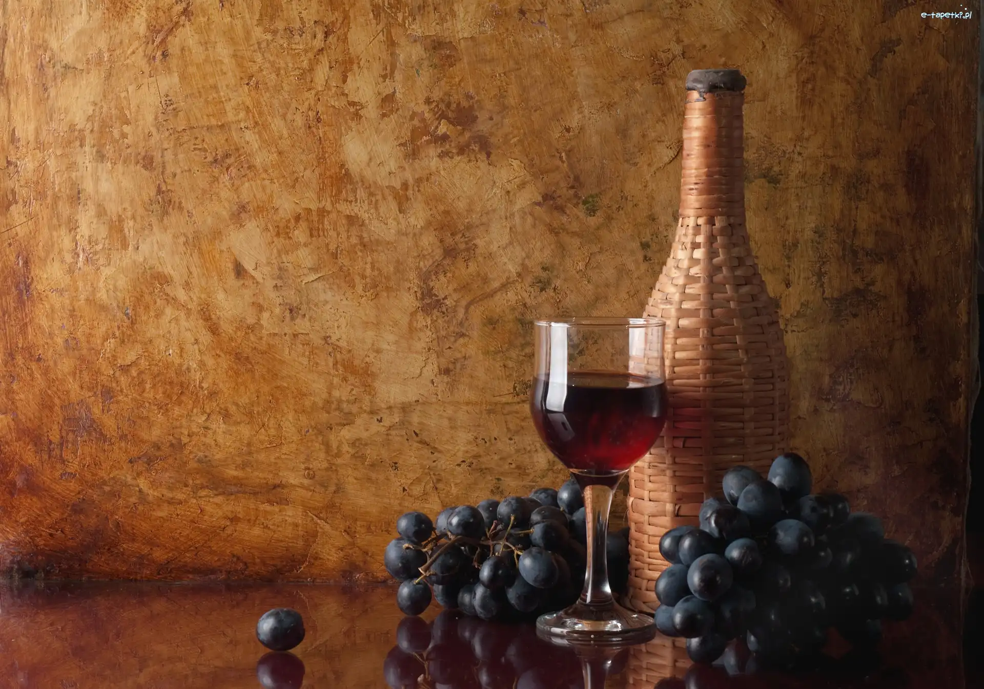 Butelka, Kieliszek, Winogrona, Wino