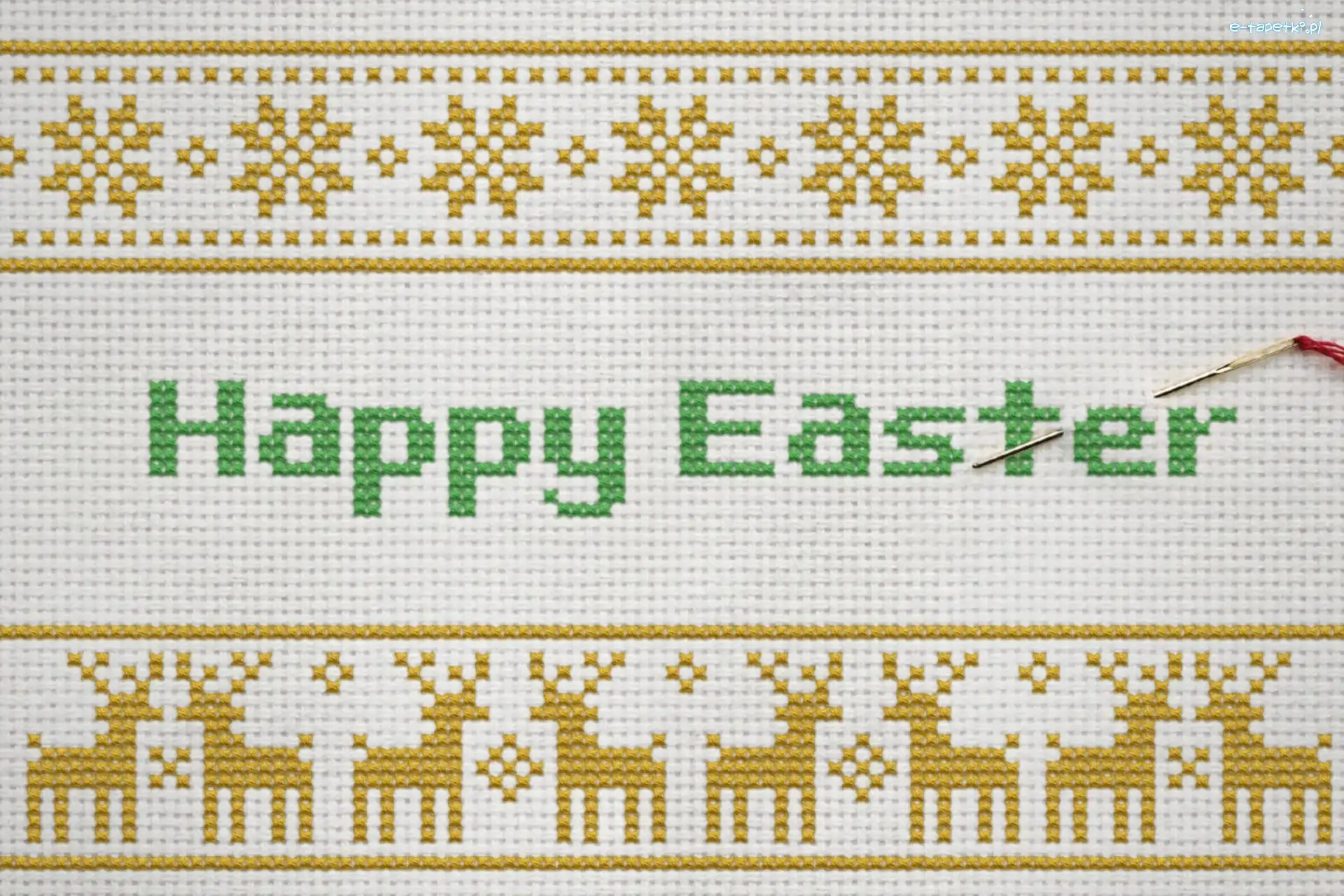 Igła, Napis, Happy Easter, Nitka, Makatka, Haft