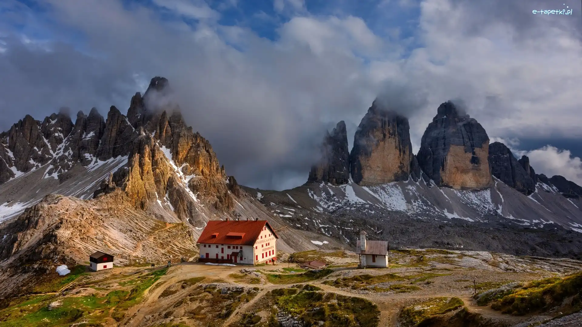 Dom, Dolomity, Mgła, Chmury, Góry Tre Cime di Lavaredo, Włochy