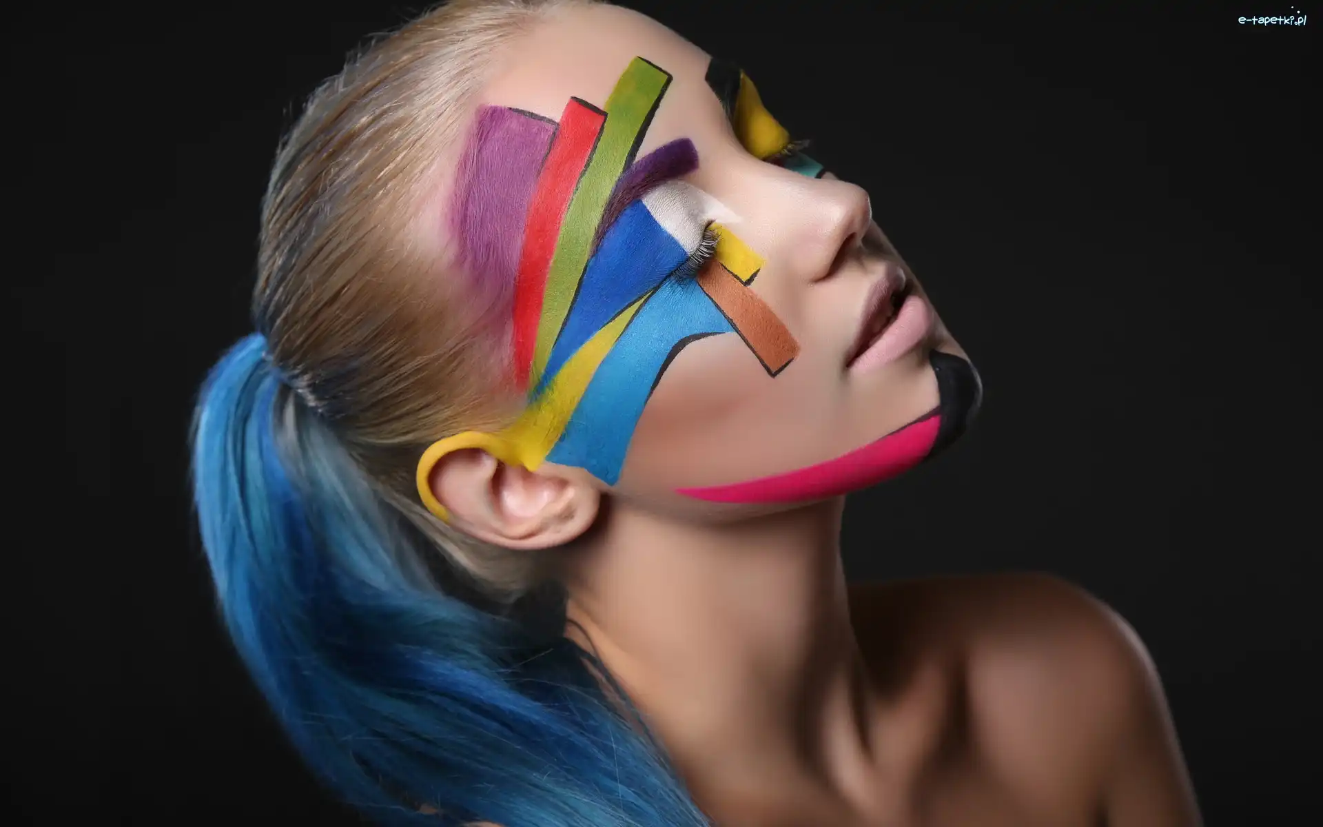 Bodypainting, Makijaż, Kolorowy, Kobieta
