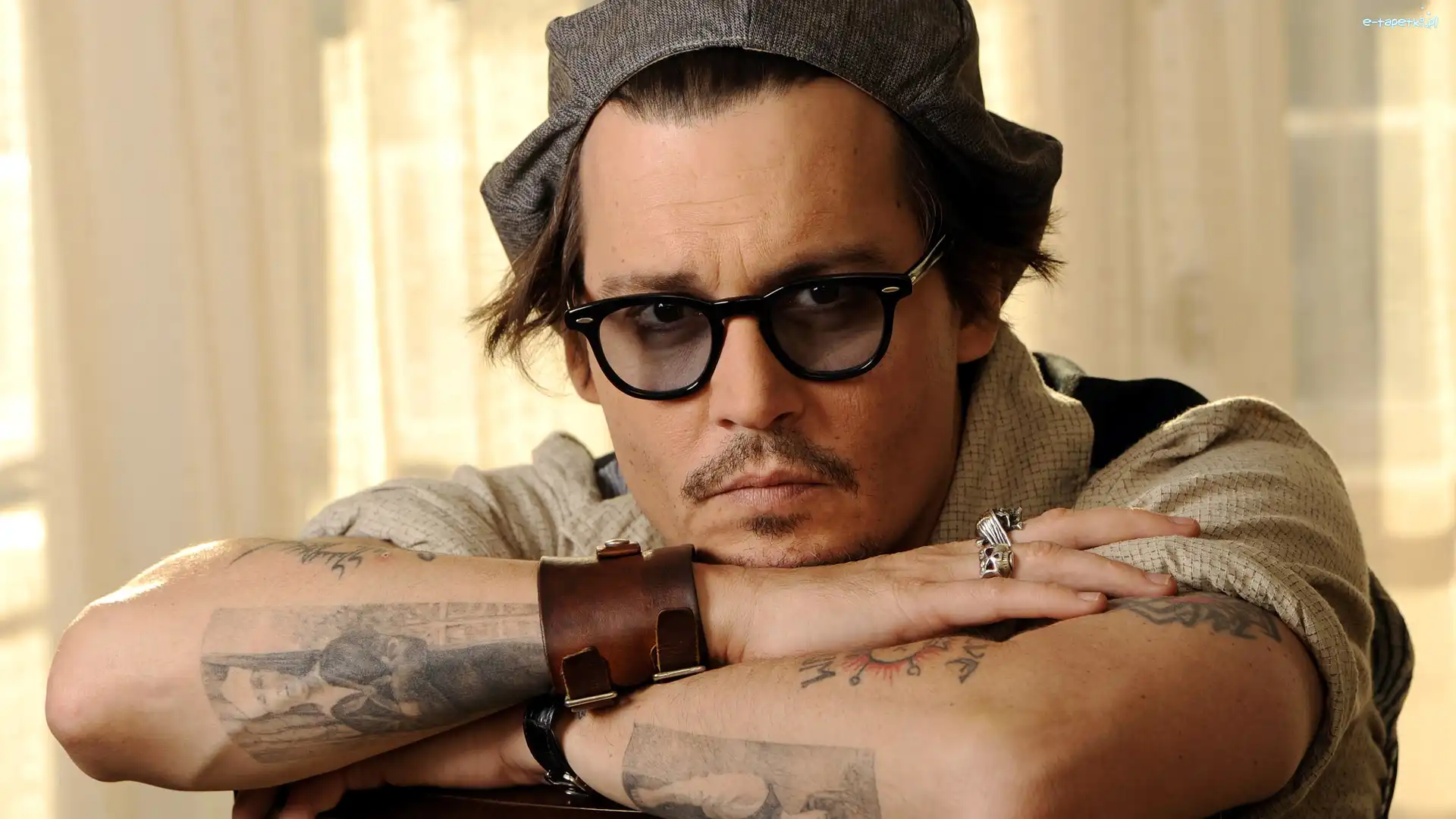 Czapka, Aktor, Pierścionek, Bransoleta, Okulary, Tatuaż, Skórzana, Johnny Depp