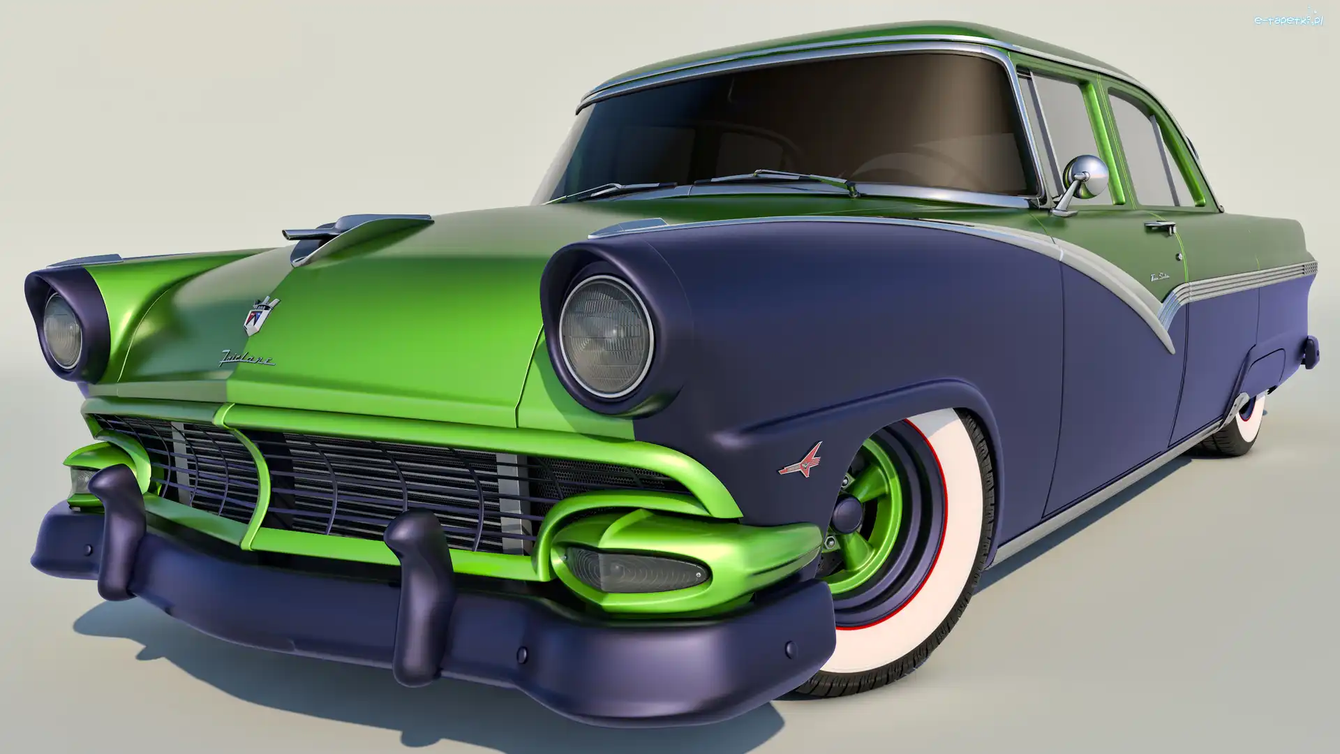 1956, Przód, Zabytkowy, Ford Fairlane Town Sedan