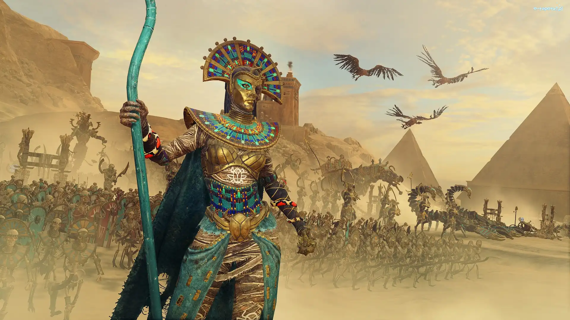 Rise of the Tomb Kings, Total War Warhammer II, Smoki, Piramidy, Dodatek, Wielka Królowa Khalida Neferher, Wojownicy, Gra