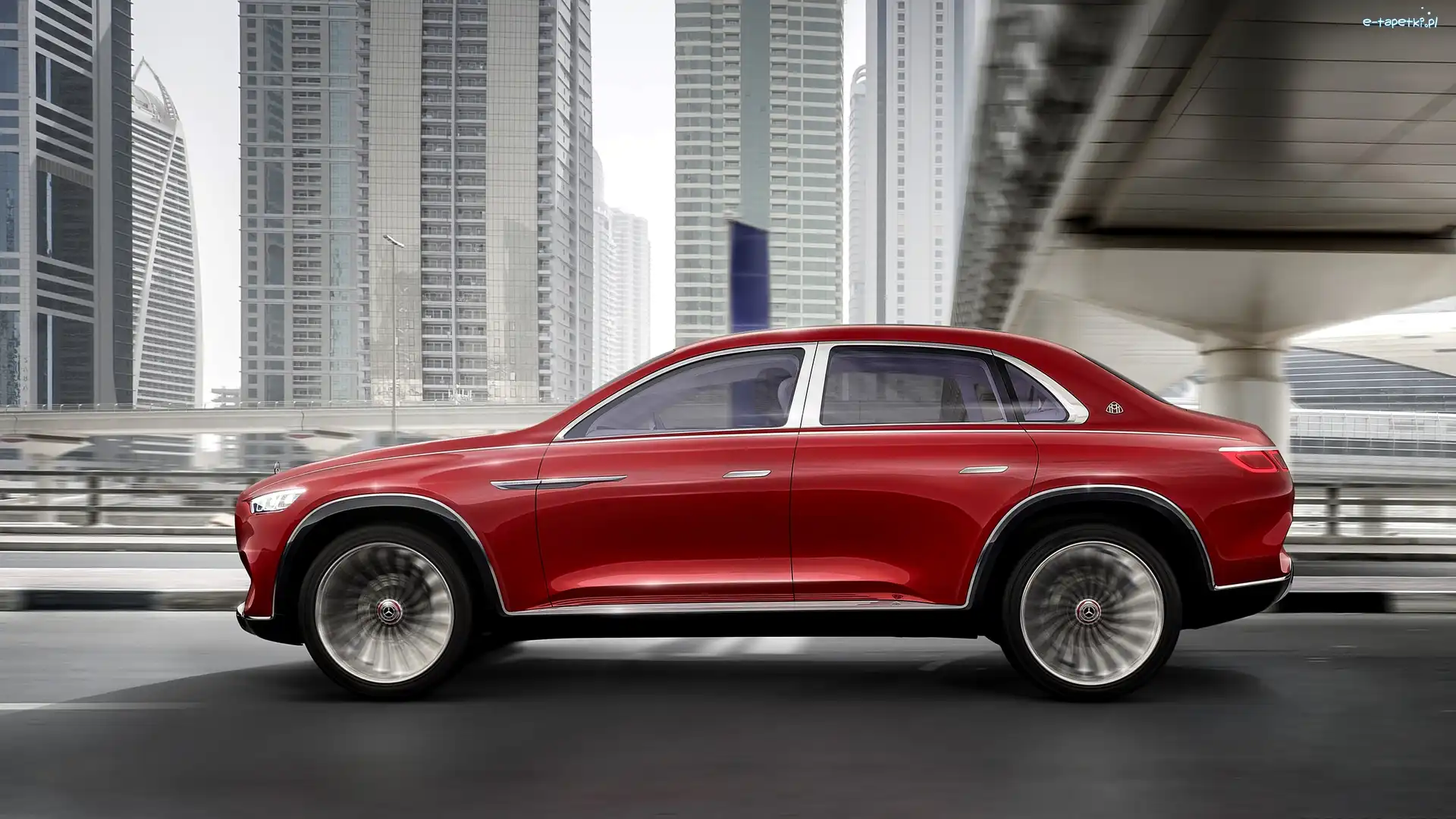 Czerwony, SUV, Mercedes Maybach Ultimate Luxury, Wieżowce, Concept