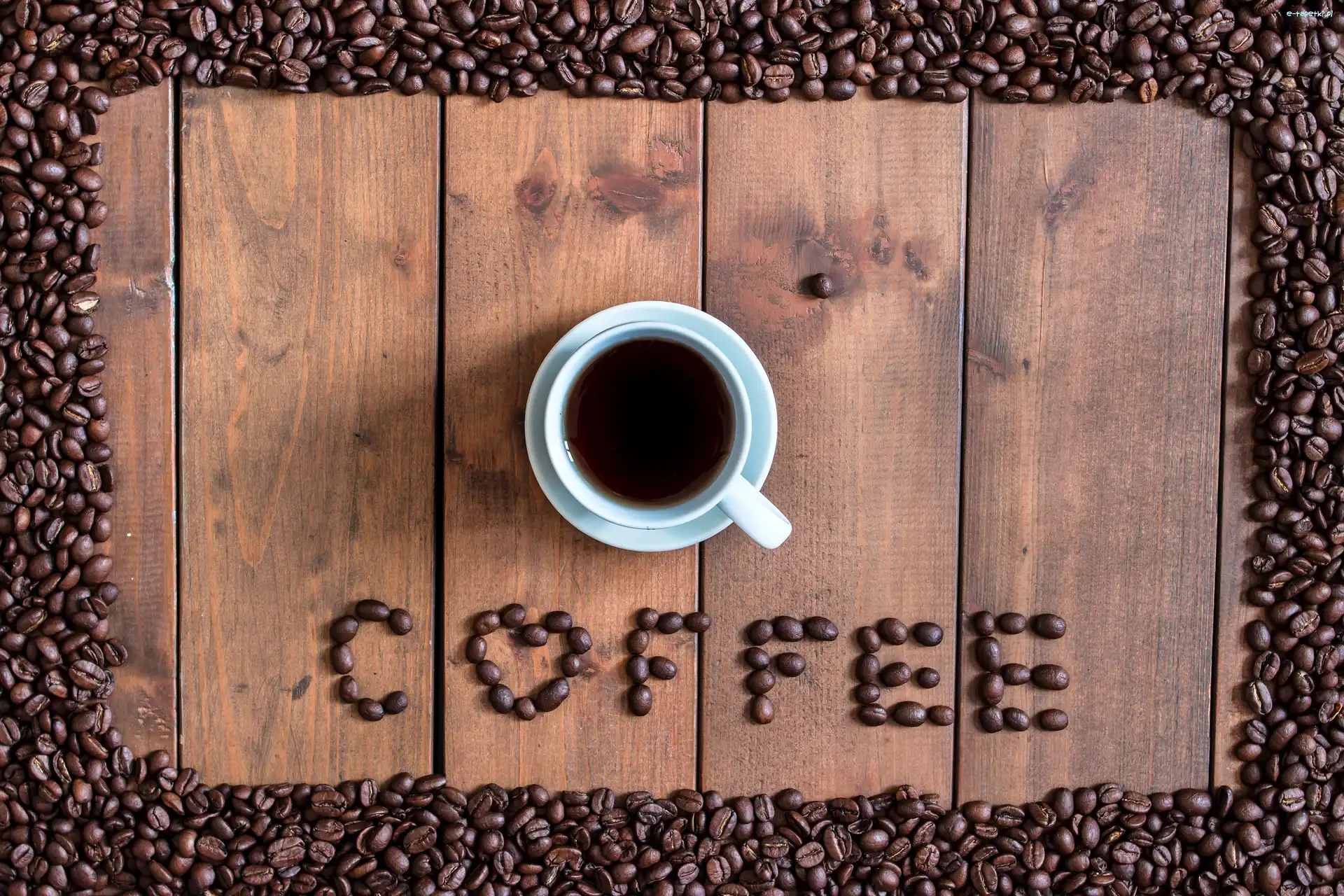 Ziarna, Filiżanka, Kawa, Coffee, Napis