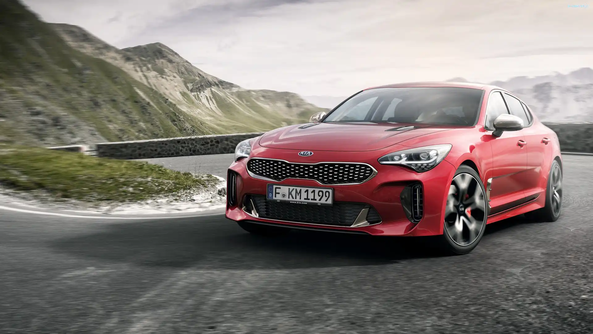 Przód, Kia Stinger GT, Czerwona