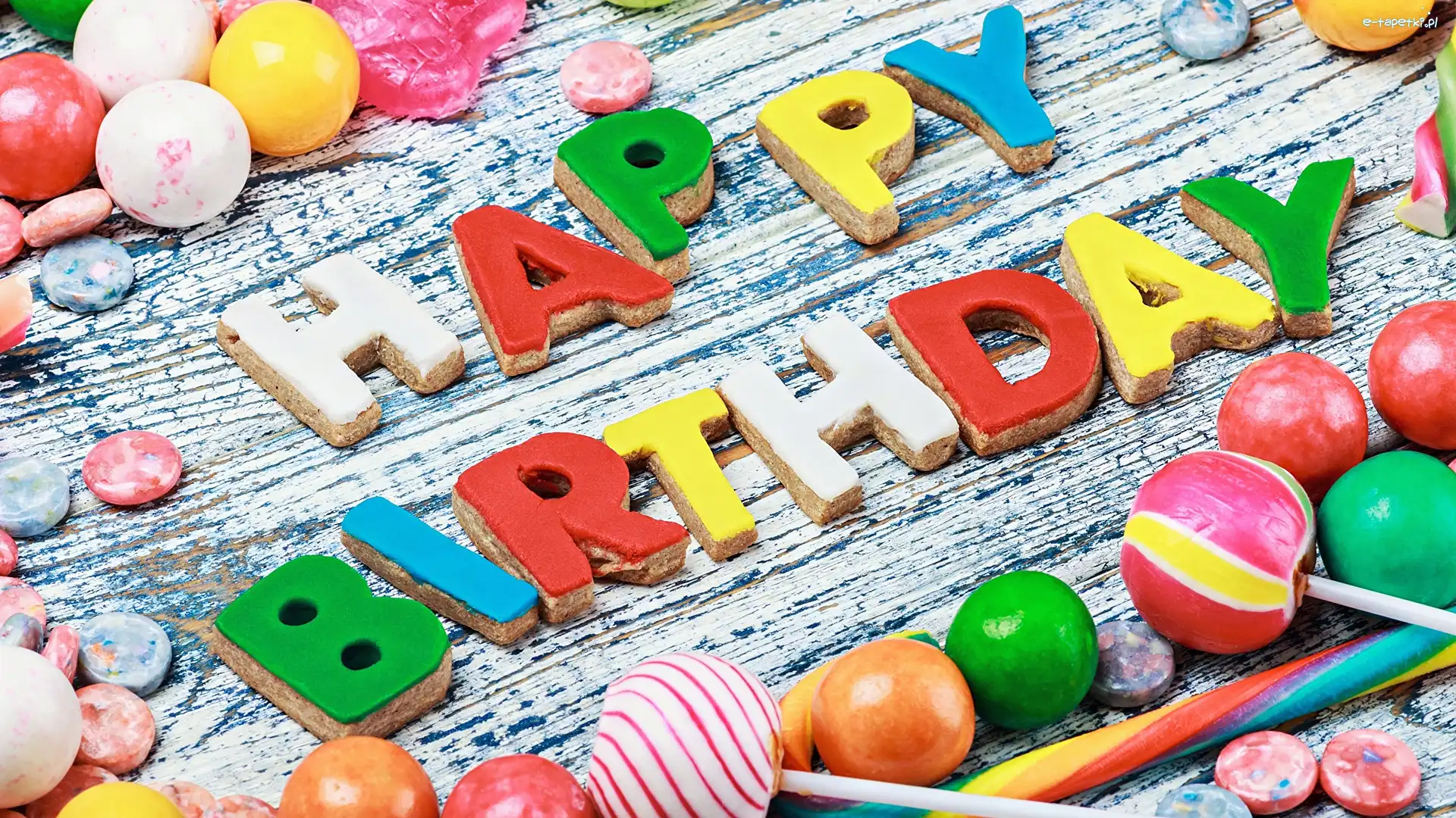 Deski, Lizaki, Cukierki, Ciasteczka, Urodziny, Happy Birthday, Napis