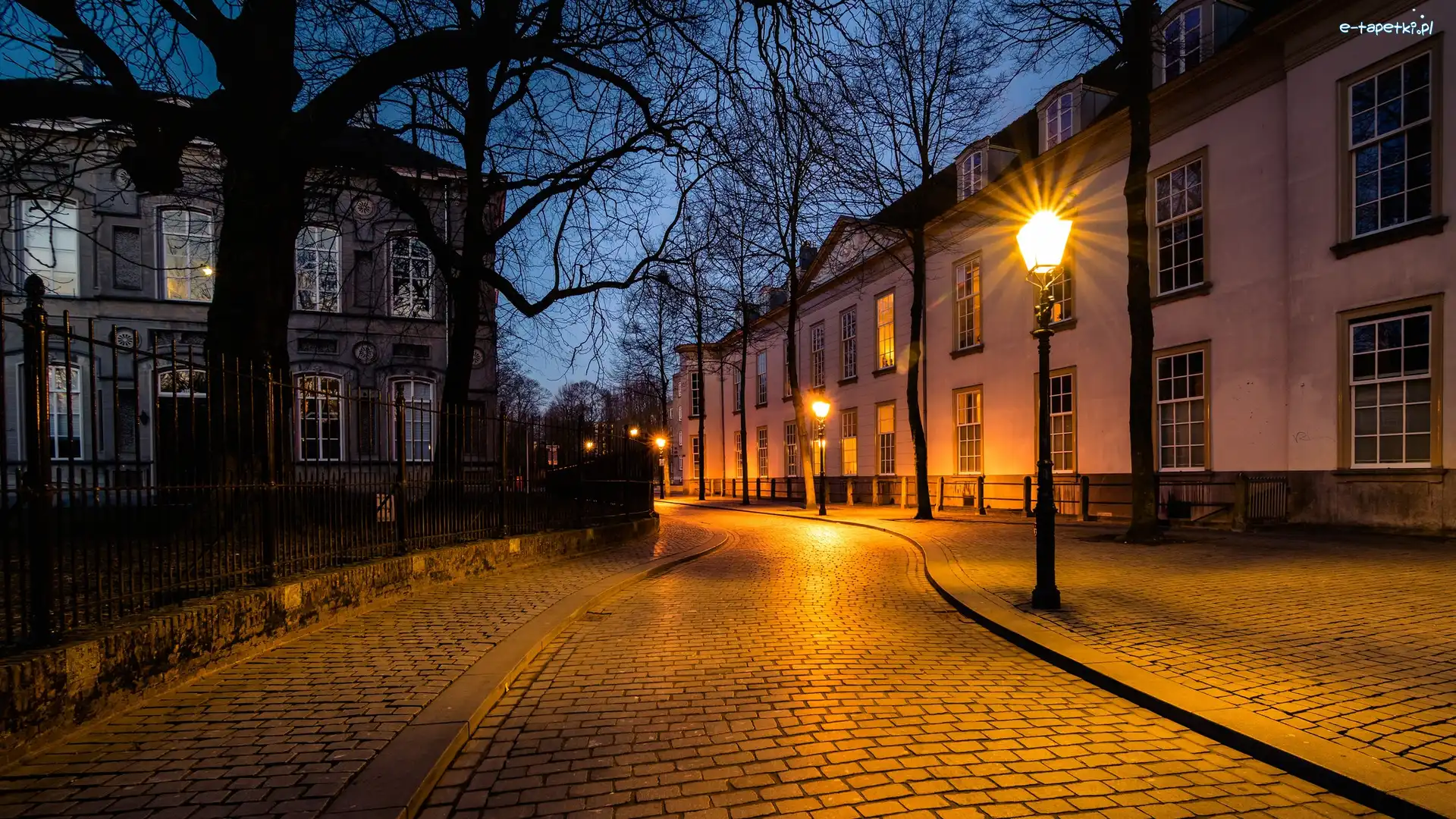 Ulica, Latarnie, Domy, Holandia, Miasto Breda