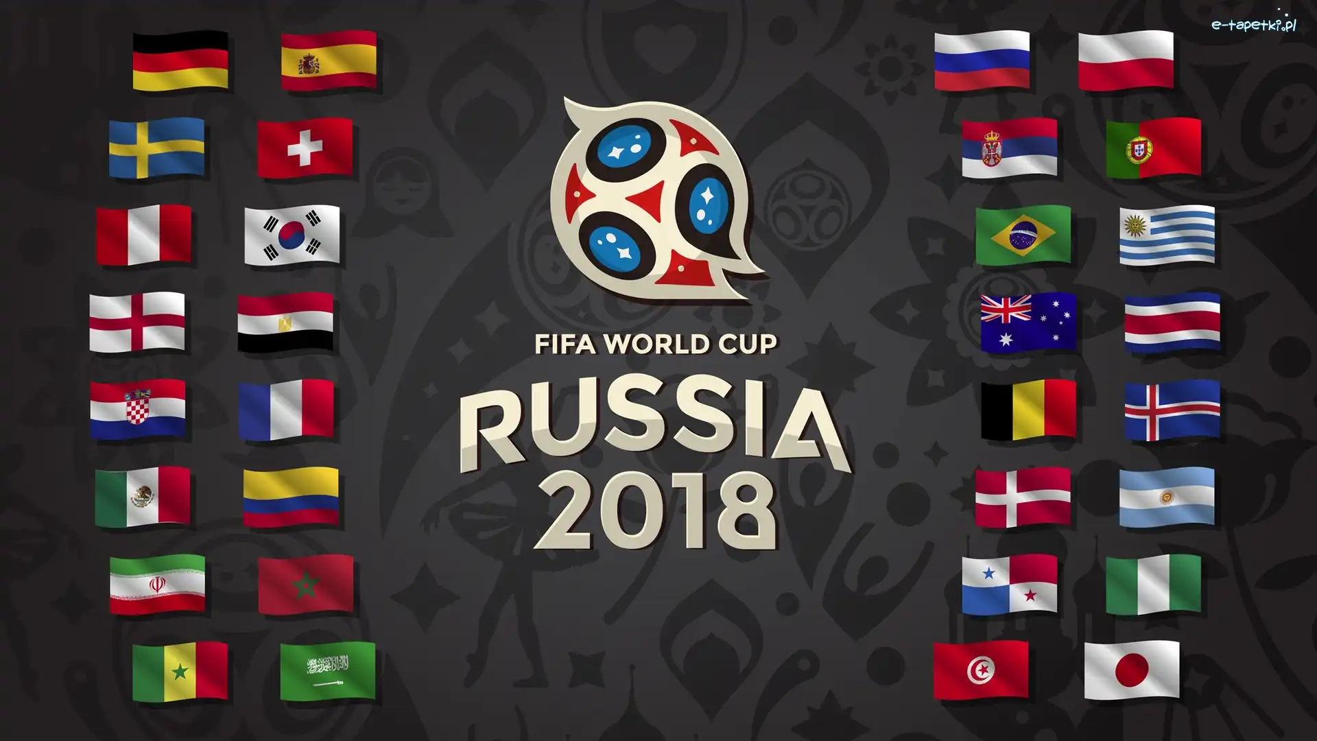 Flagi, Mundial, Piłka nożna, Logo, Rosja 2018, Mistrzostwa Świata