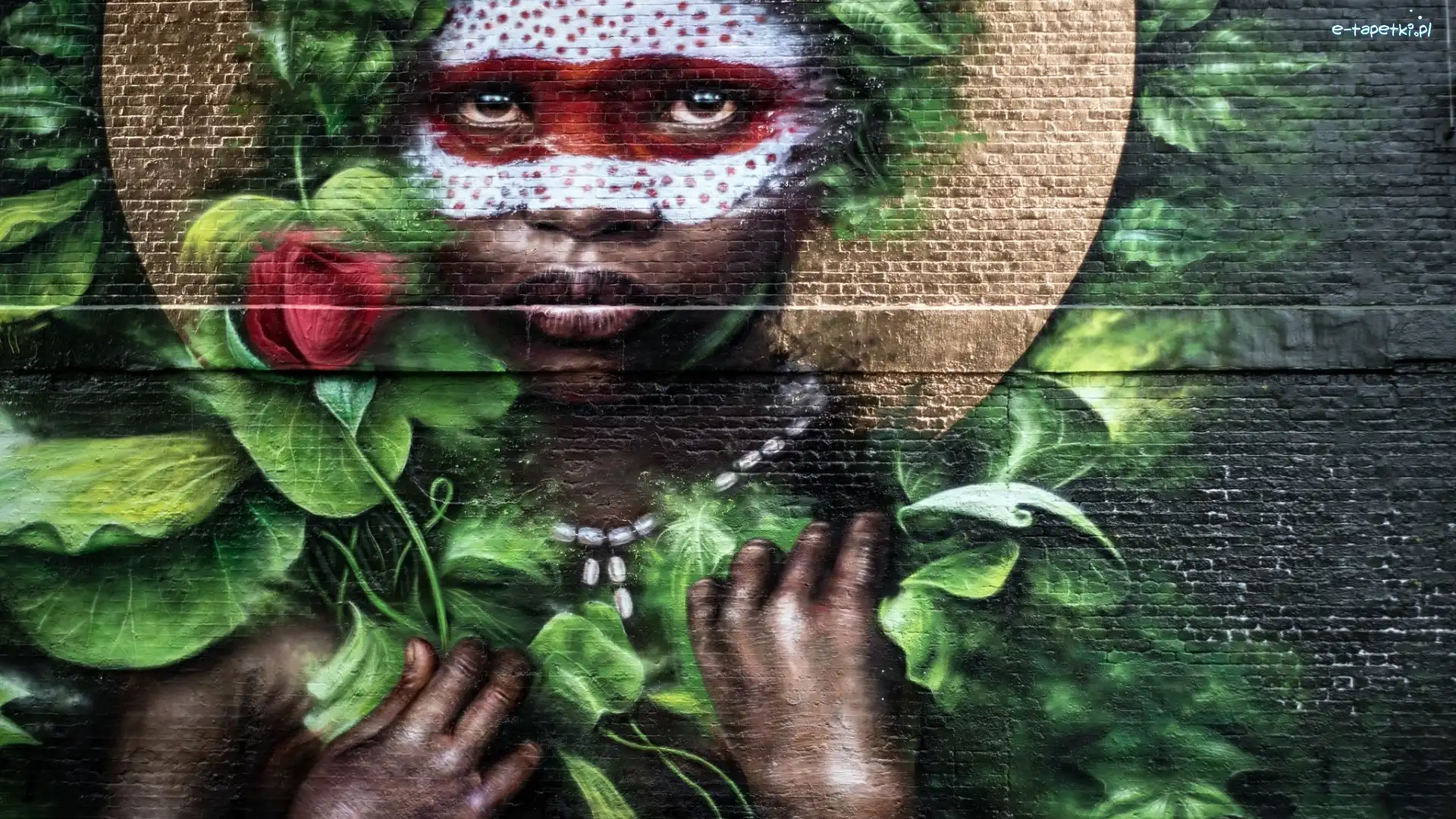 Kobieta, Street art, Róża, Ściana