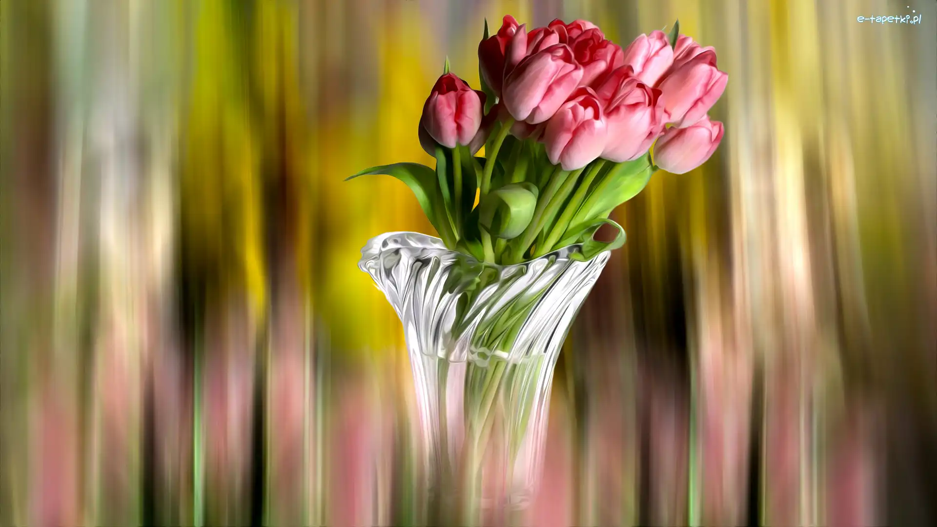Kwiaty, Bukiet, Tulipany, Grafika, Wazon