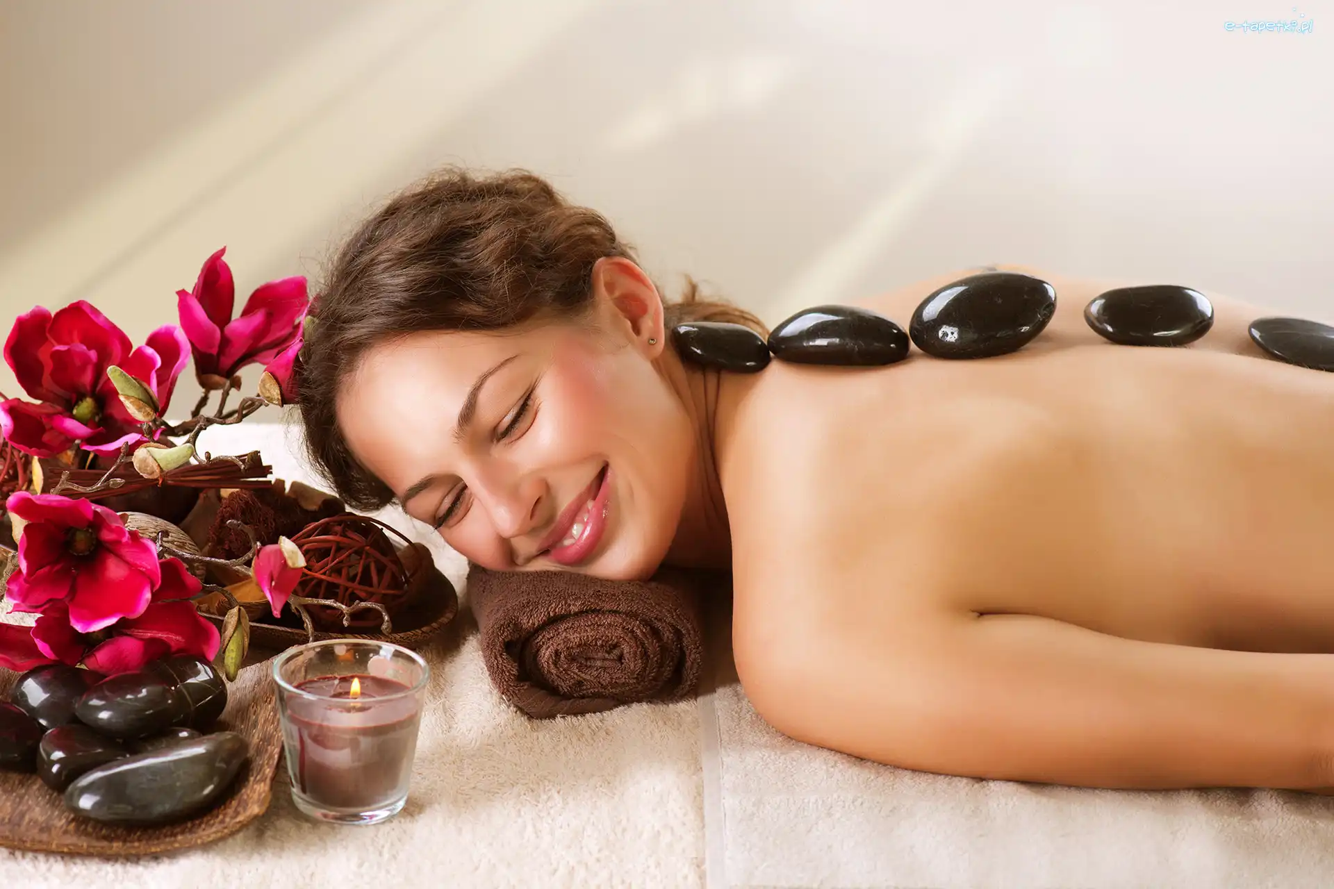 SPA, Kobieta, Masaż, Kamienie, Relaks