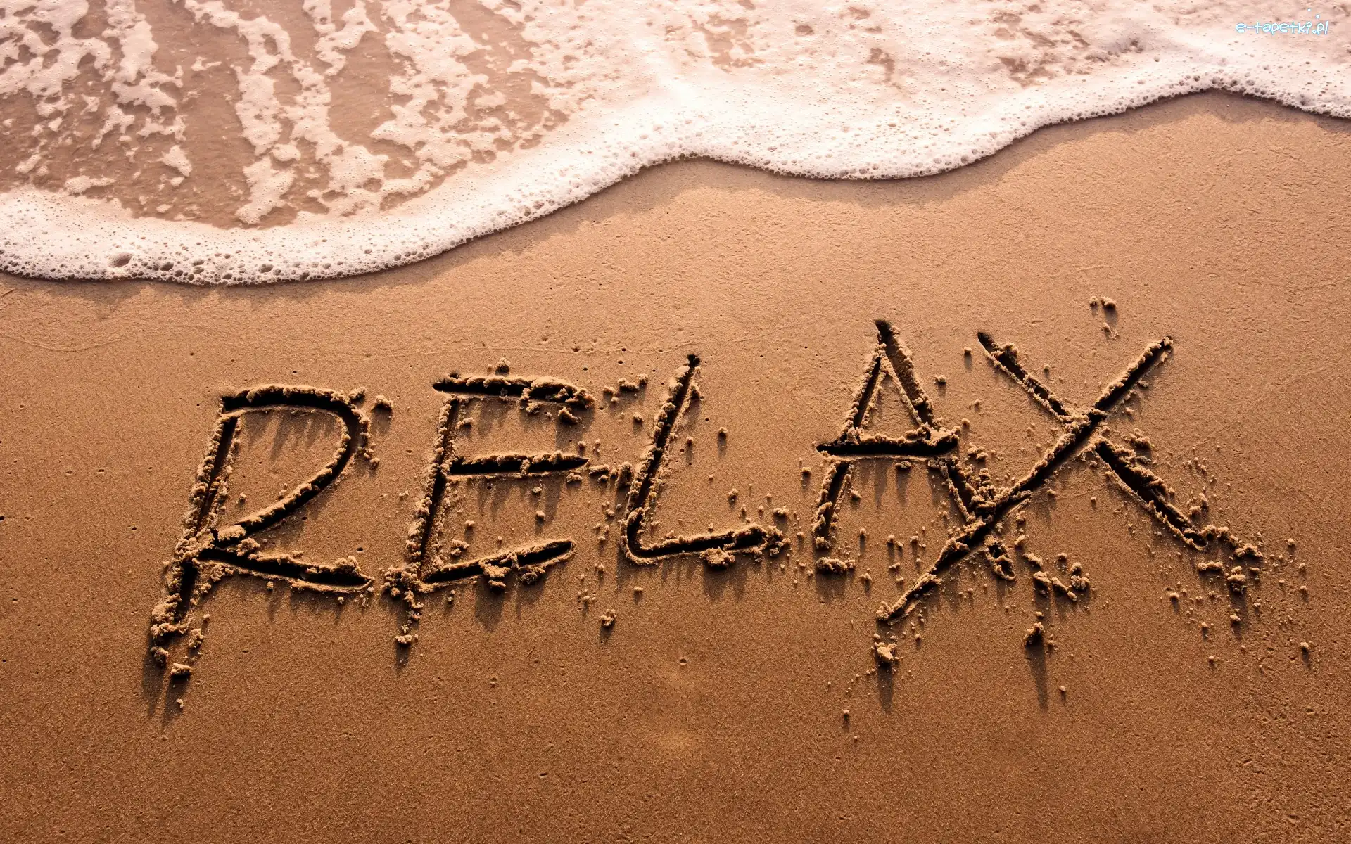 Napis, Morze, Piana, Piasek, Fale, Relax, Plaża, Krajobraz