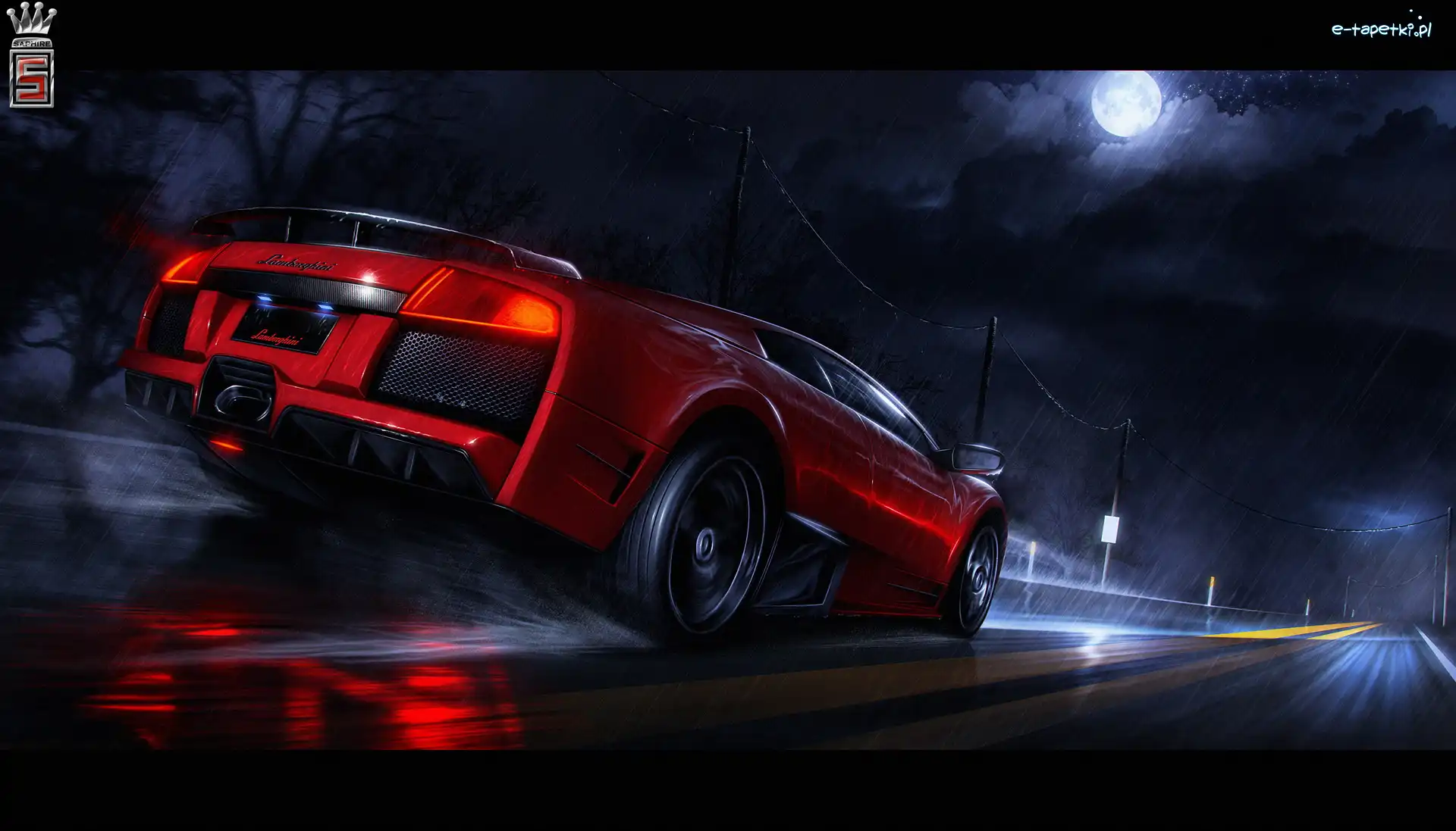 Lamborghini Murcielago, Noc, Ulica, Czerwony