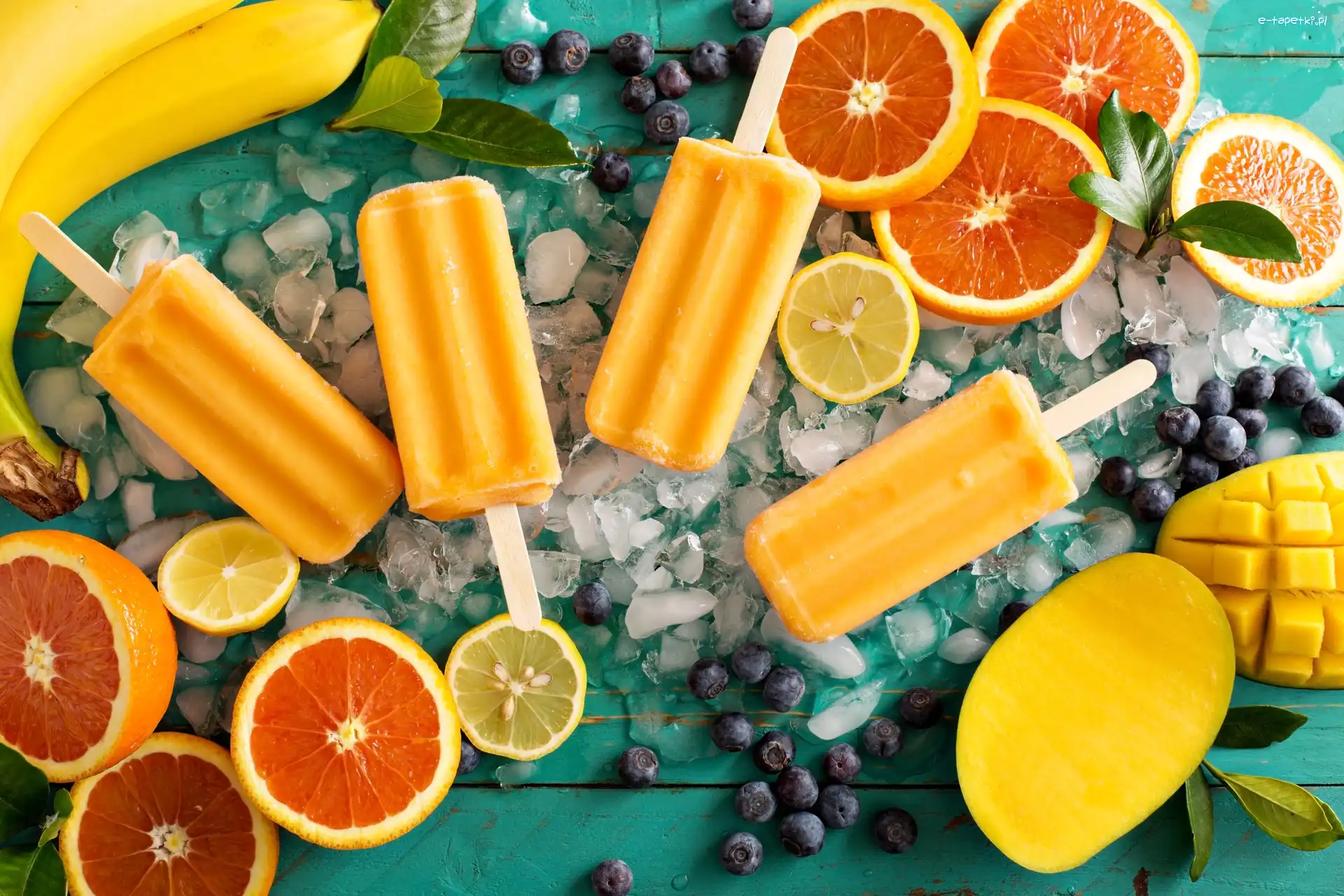 Owoce, Mango, Cytryny, Owocowe, Lody, Banany, Pomarańcze