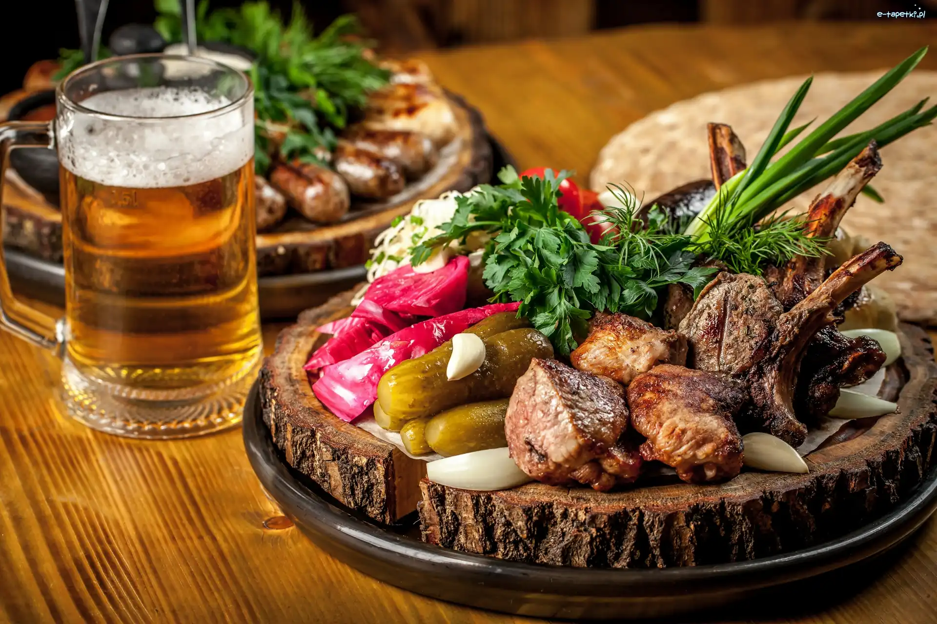 Kufel, Warzywa, Mięso, Piwo