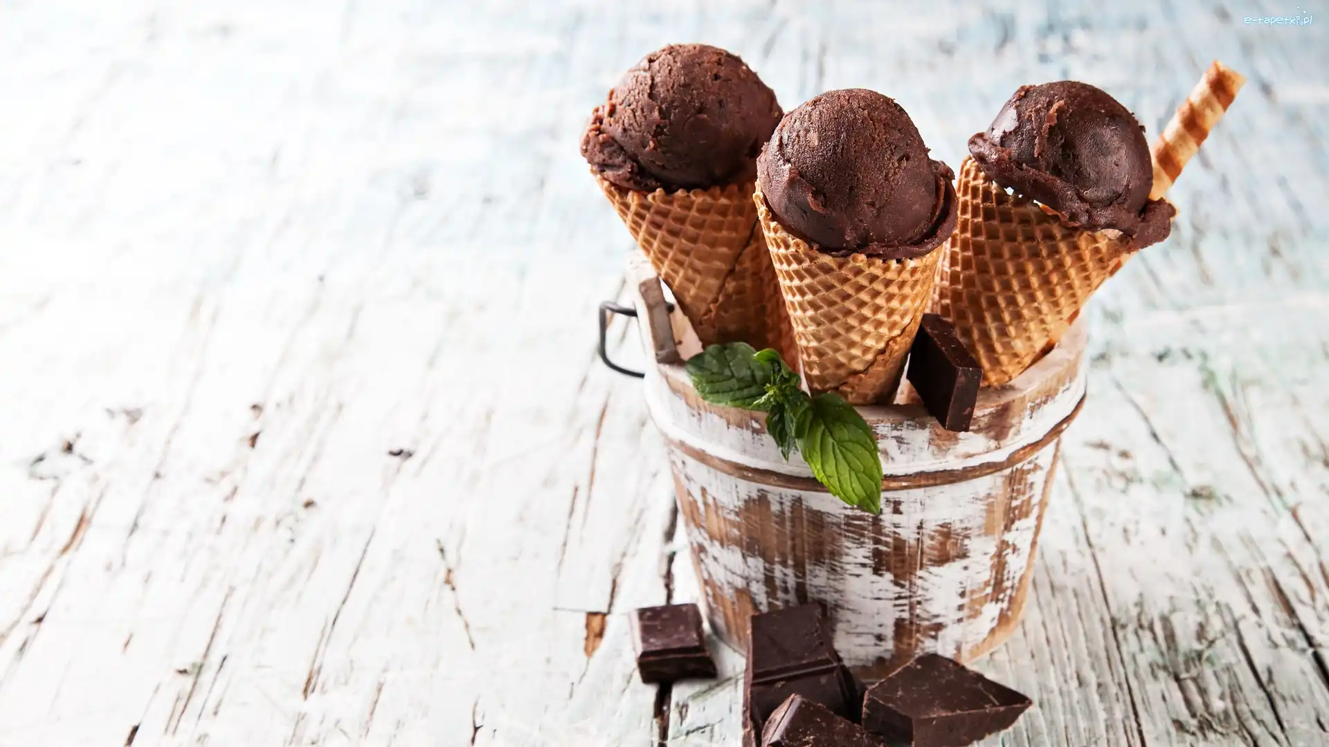 Lody, Listki, Pojemnik, Czekoladowe
