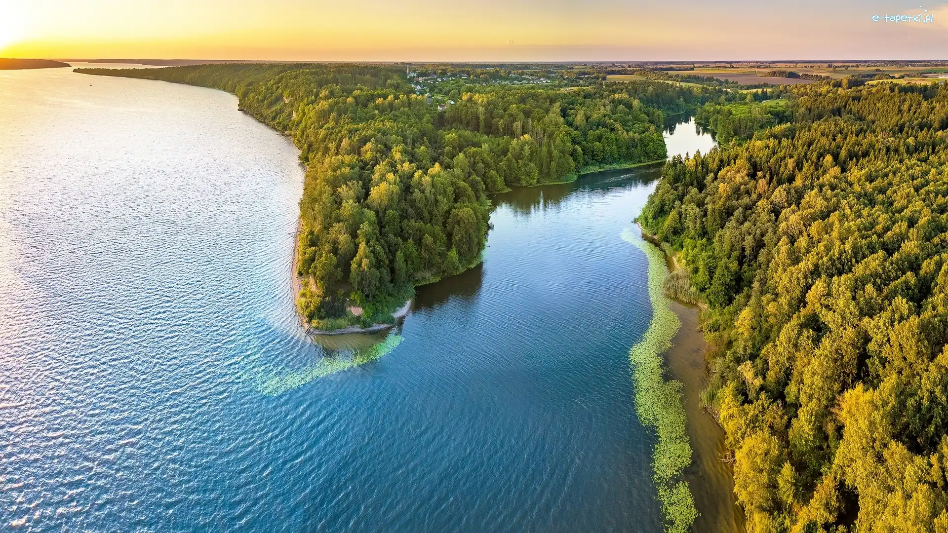 Jezioro Kaunas Reservoir, Kowno, Park regionalny Kauno marios, Lasy, Litwa