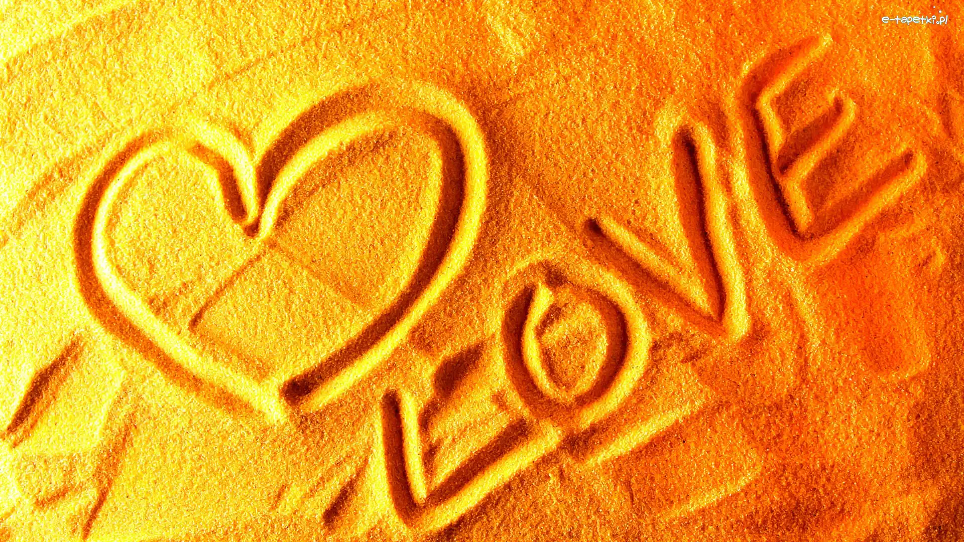 Serce, Love, Napis, Piasek