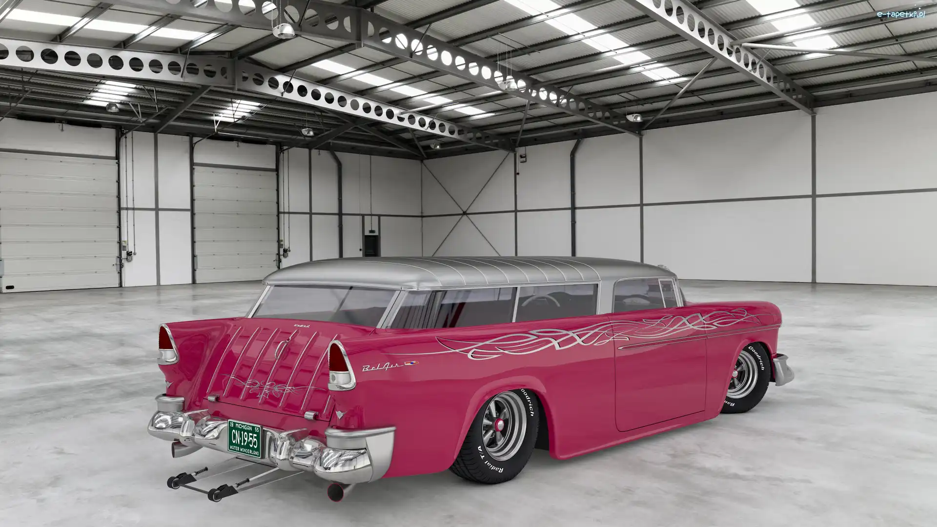 Zabytkowy, Tył, 1955, Chevrolet Bel Air Nomad Custom