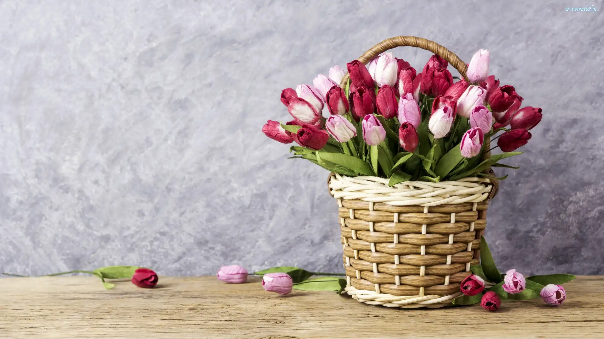 Tulipany, Dekoracja, Kosz, Papierowe