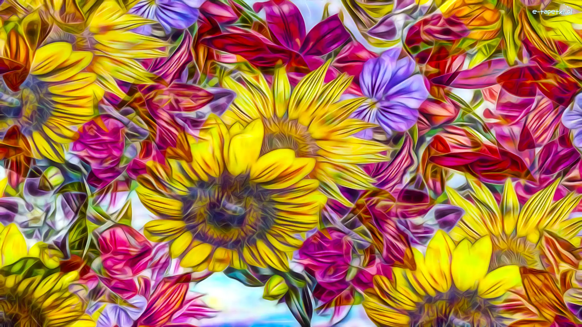 Kwiaty, Kolorowe, Fractalius