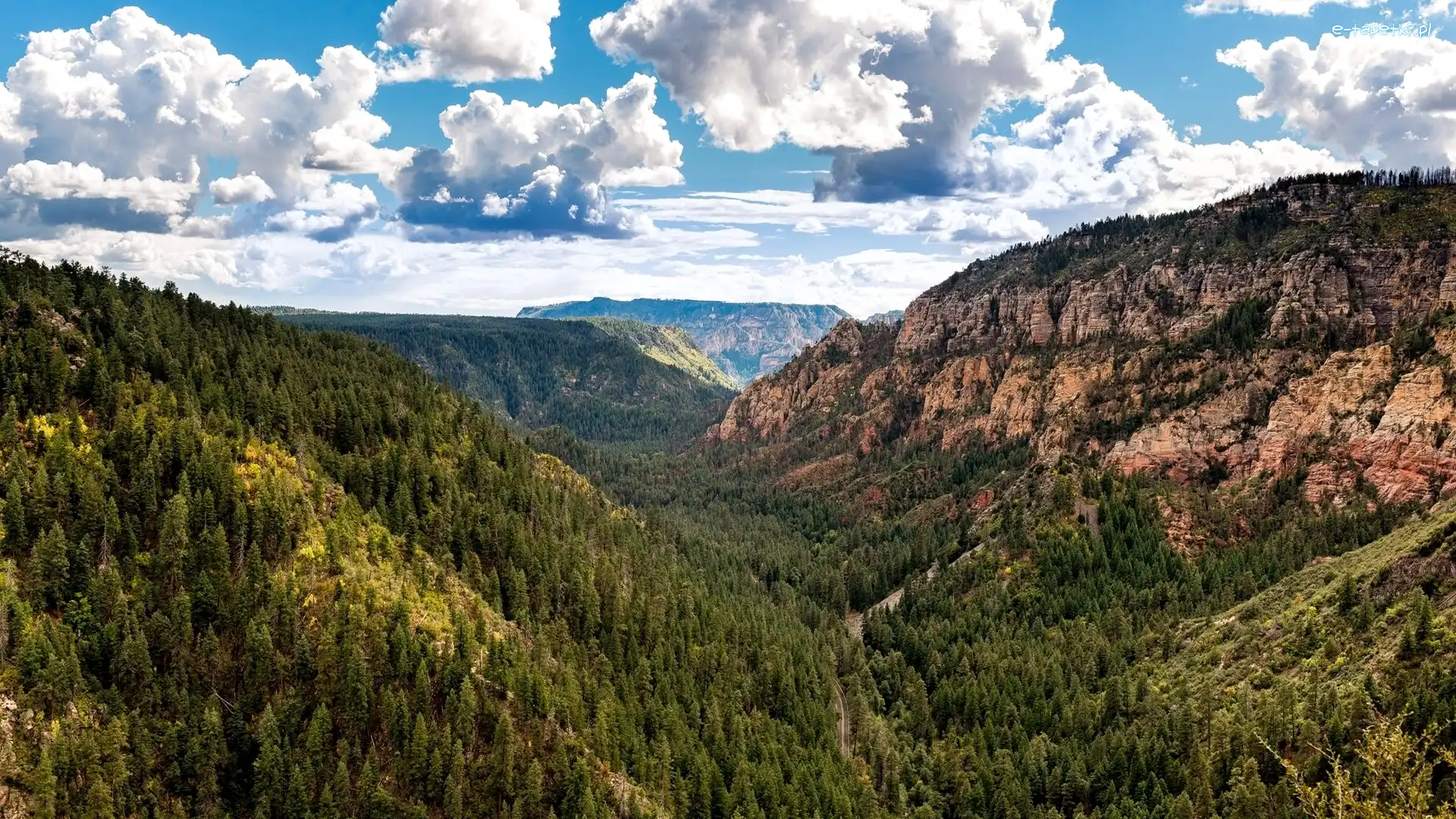 Skały, Góry, Park Stanowy Slide Rock, Kanion Oak Creek Canyon, Wąwóz, Stany Zjednoczone, Stan Arizona, Kanion, Lasy