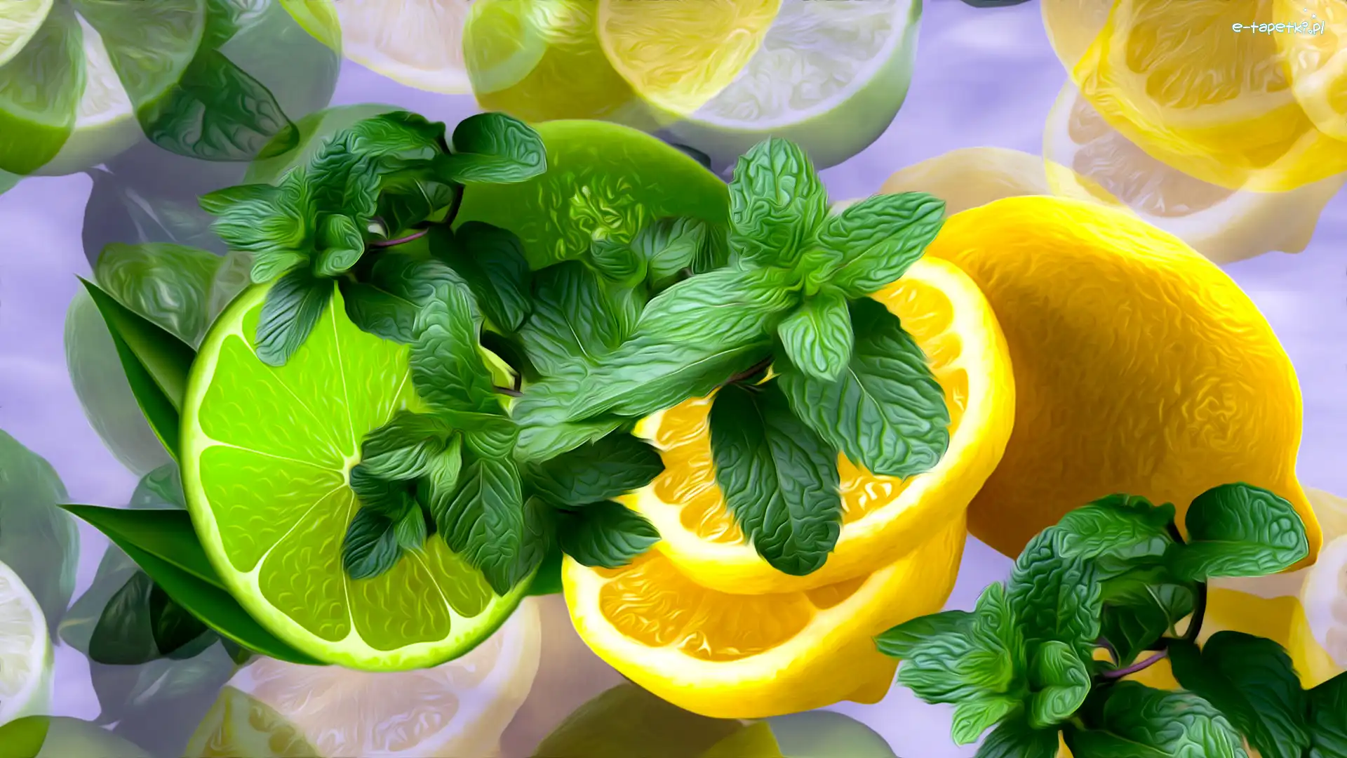 Limonka, Grafika, Mięta, Cytryna