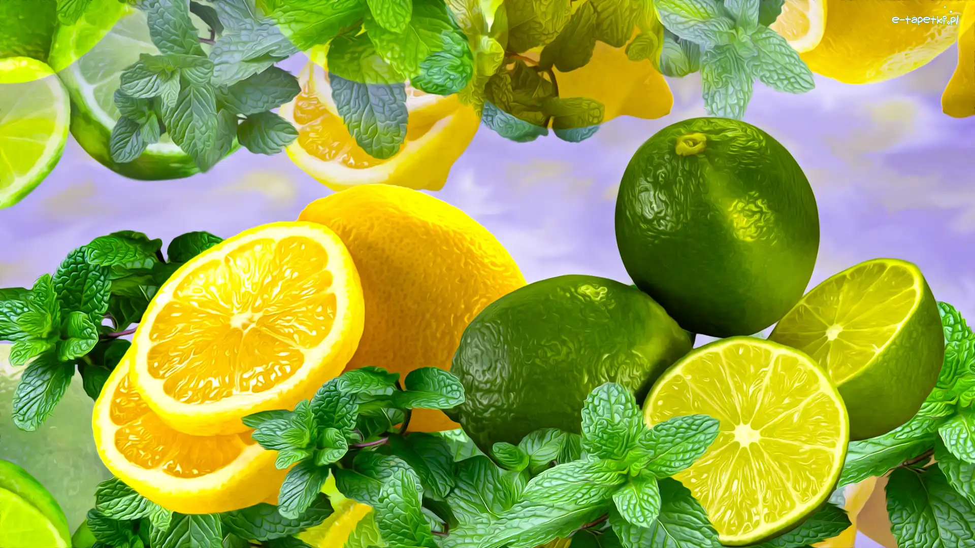 Limonki, Grafika, Mięta, Cytryny