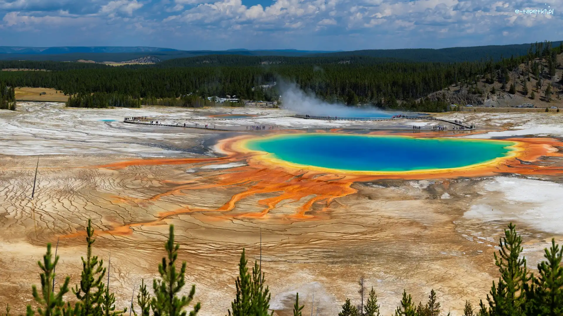 Jezioro, Źródła, Grand Prismatic Spring, Stany Zjednoczone, Gorące, Park Narodowy Yellowstone