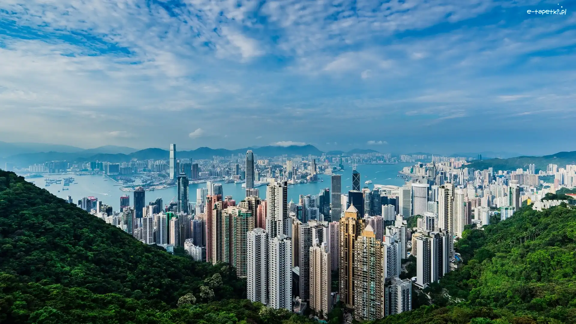 Hongkong, Drapacze chmur, Wzgórze Wiktorii, Chiny