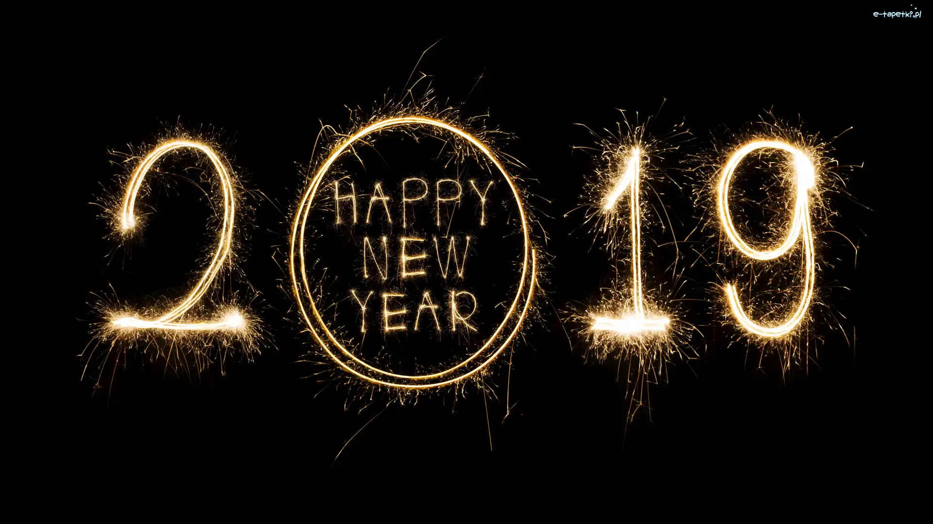 Nowy Rok, Napis, 2019, Czarne tło, Happy New Year