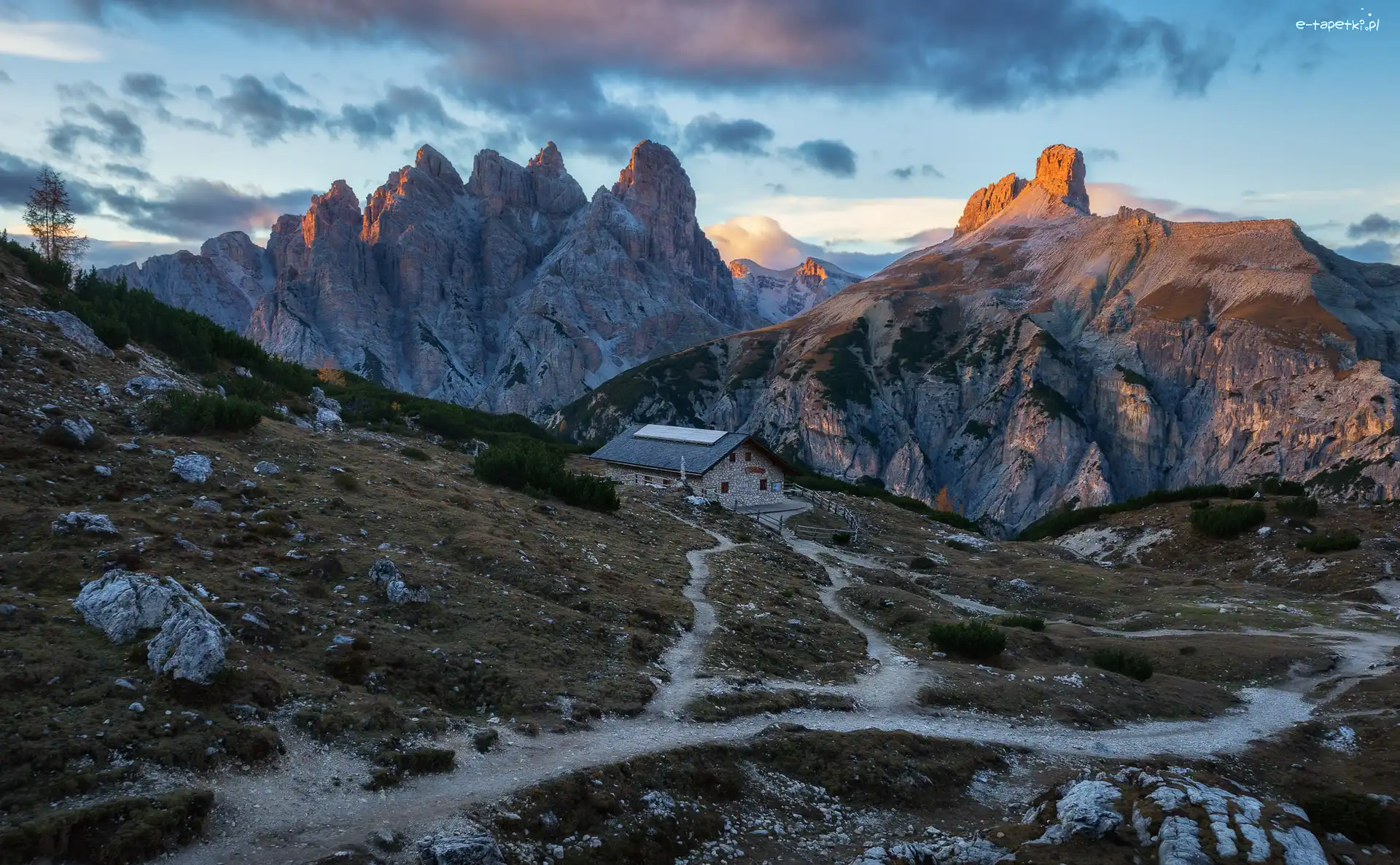 Włochy, Szczyty, Ścieżki, Tre Cime di Lavaredo, Góry Dolomity, Prowincja Belluno, Dom
