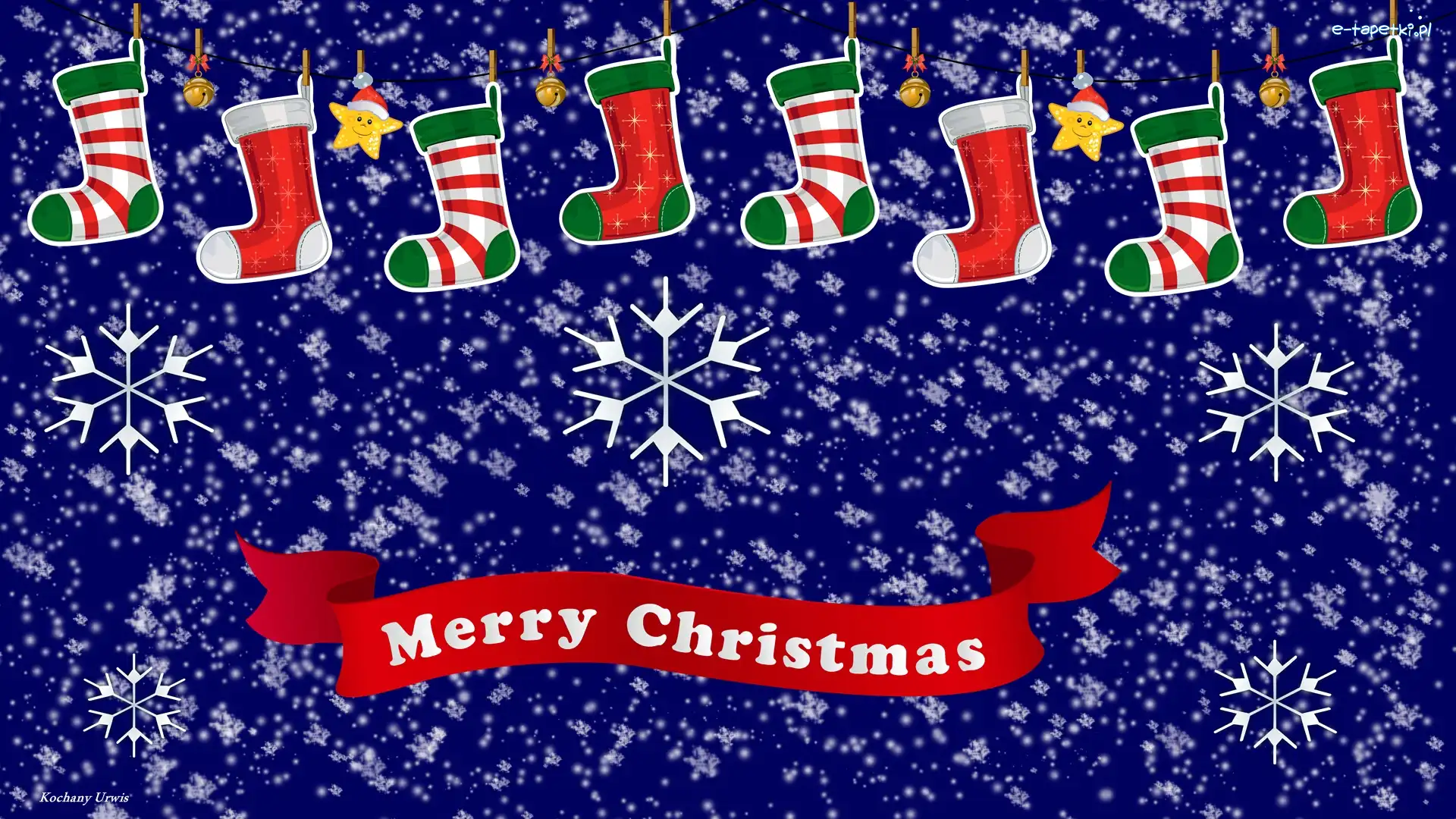 Merry Christmas, Skarpety, Napis, Gwiazdki, Wiszące, Boże Narodzenie