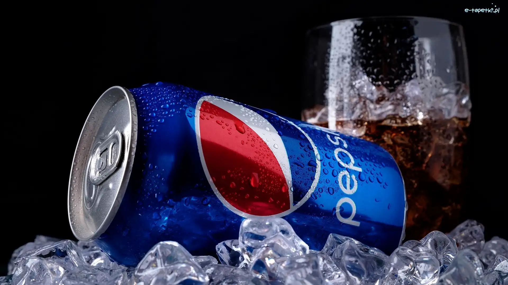 Tło, Szklanka, Lód, Pepsi, Puszka, Ciemne, Kostki