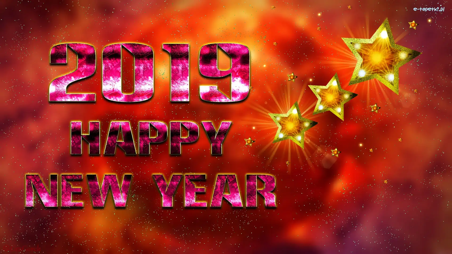 Happy New Year, Tło, Grafika, Kartka, Życzenia, Nowy Rok, 2019, Gwiazdy