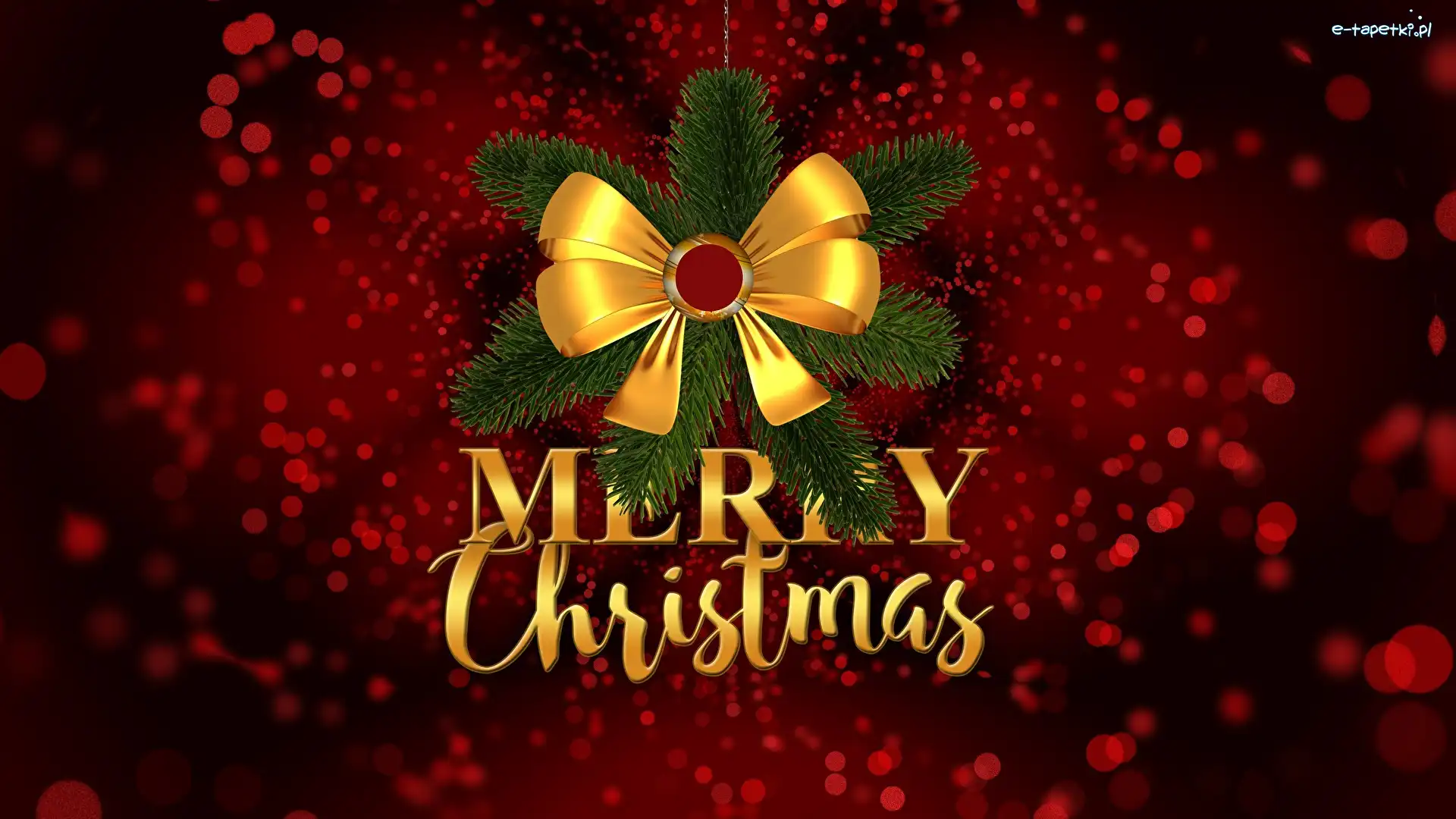 Gałązki, Merry Christmas, Kokarda, 2D, Napis, Boże Narodzenie