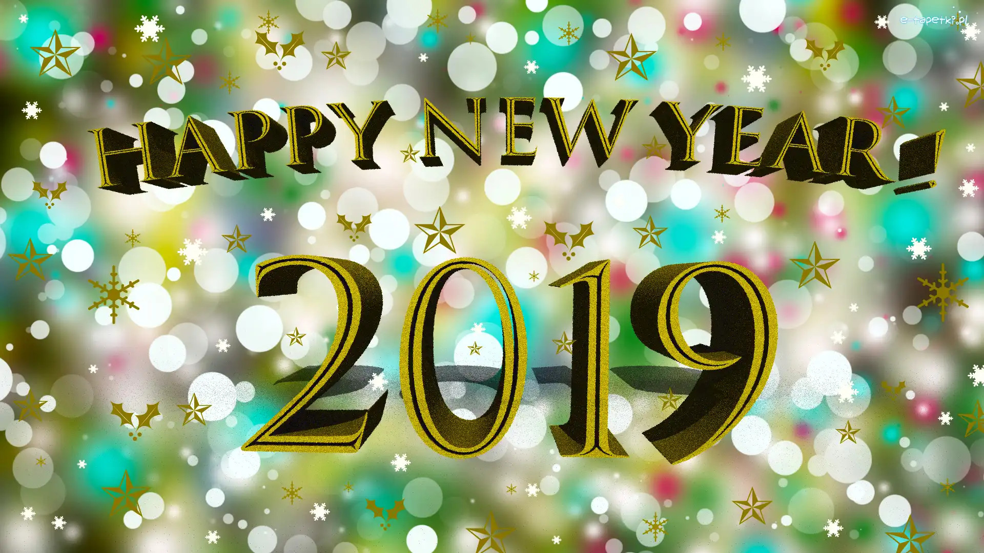 Życzenia, 2019, Happy New Year, Grafika, Gwiazdki