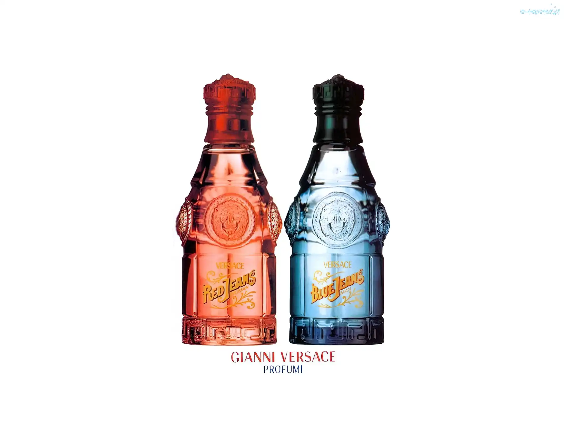 Versace, perfumy, flakony, blue, red