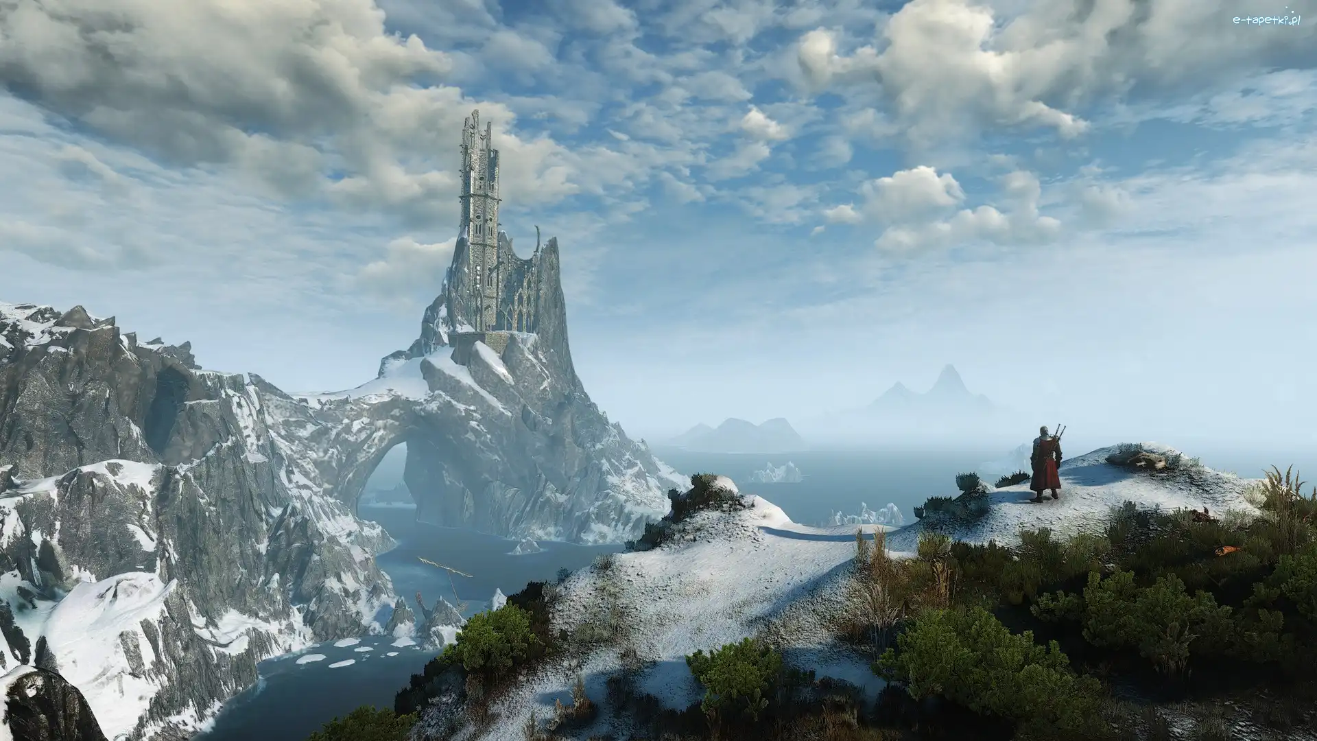 Góry, Wiedźmin 3 Dziki Gon, Geralt, Zamek, The Witcher 3 Wild Hunt, Gra