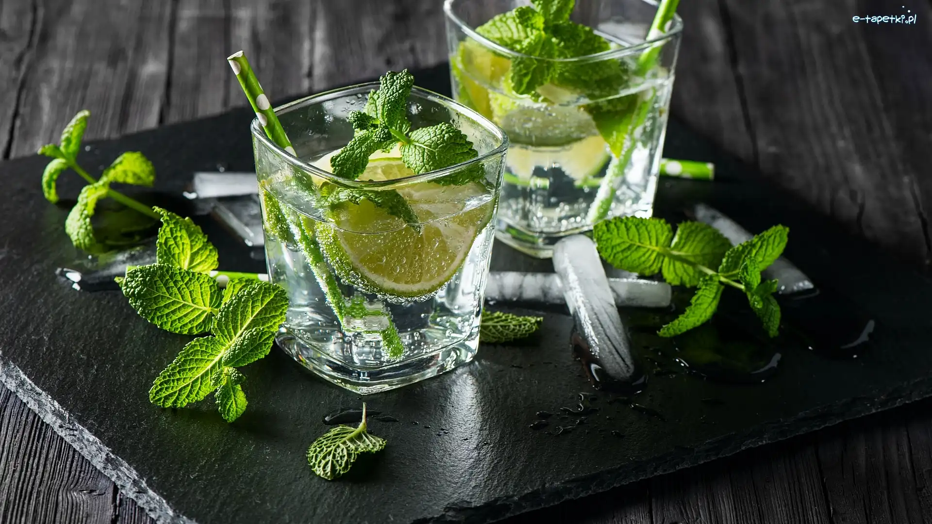 Lód, Szklanki, Limonka, Mięta, Mojito, Drinki