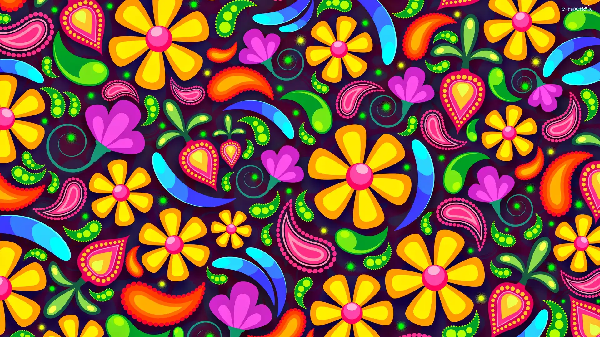 Kwiaty, Grafika 2D, Liście, Kolorowe