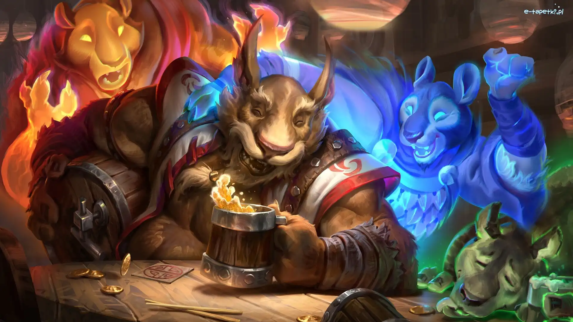 Fanart, Postać, Brewmaster, Dota 2, Gra, Grafika, Kufel