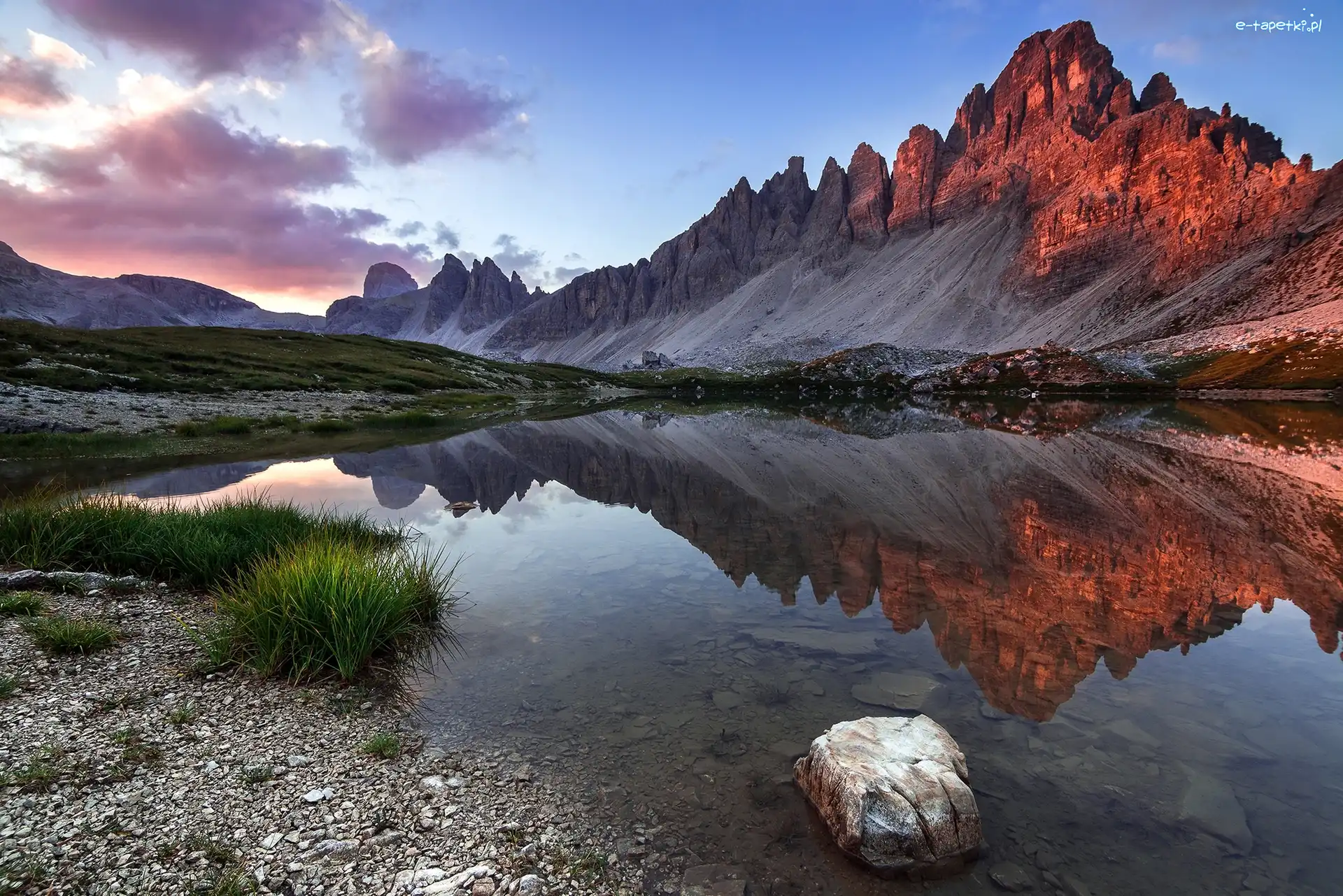 Chmury, Góra Paternkofel, Dolomity, Góry, Włochy, Roślinność, Jezioro Laghi dei Piani
