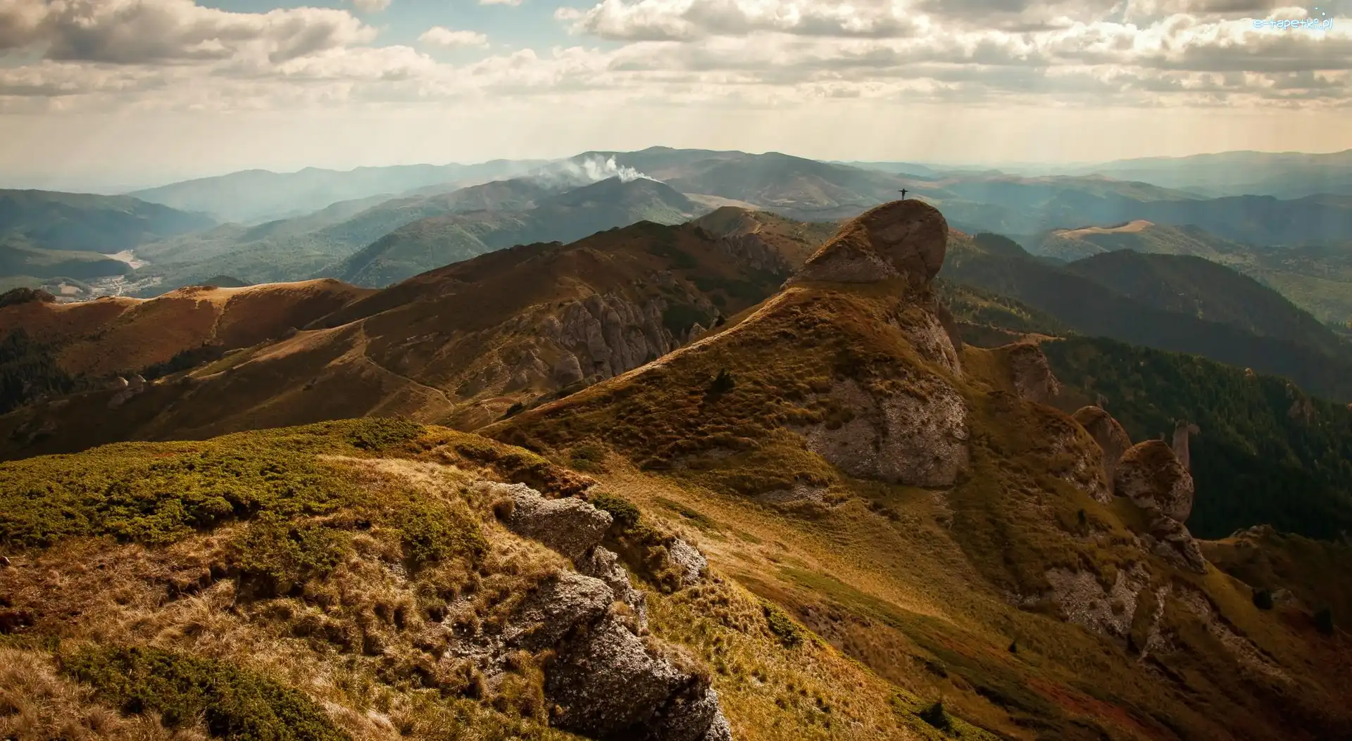 Wzgórza, Człowiek, Niebo, Góry